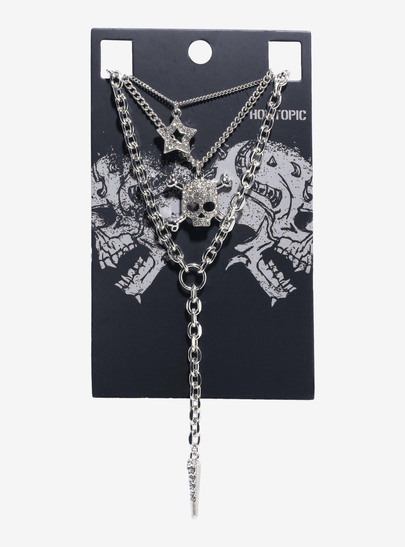 Skull Star Bling Lariat Necklace Set, , hi-res