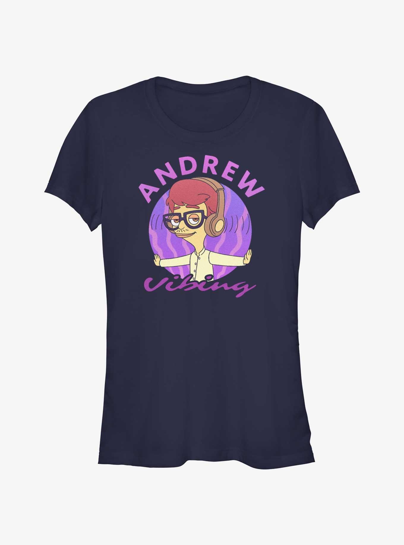 Big Mouth Andrew Vibing Girls T-Shirt, NAVY, hi-res