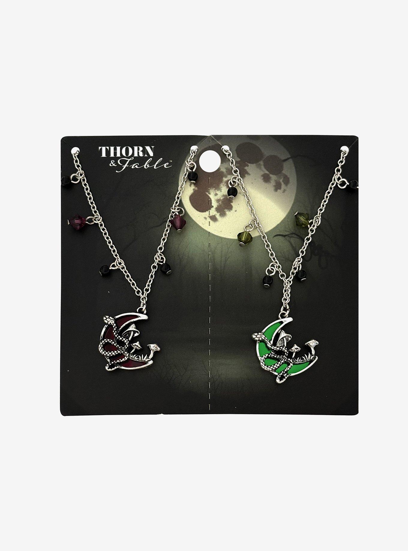 Thorn & Fable Crescent Moon Snake Best Friend Necklace Set, , hi-res