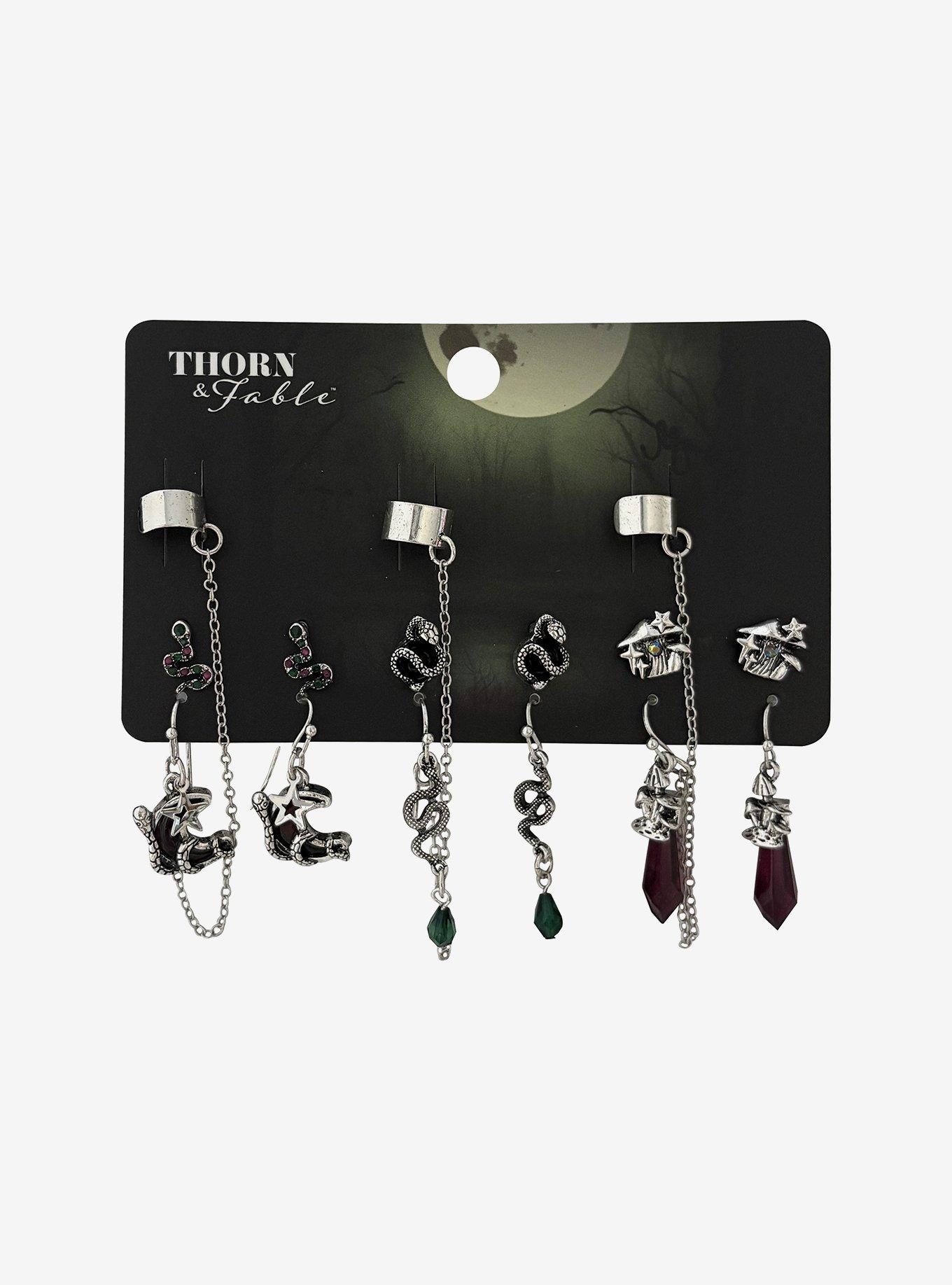 Thorn & Fable Snake Crystal Cuff Earring Set, , hi-res