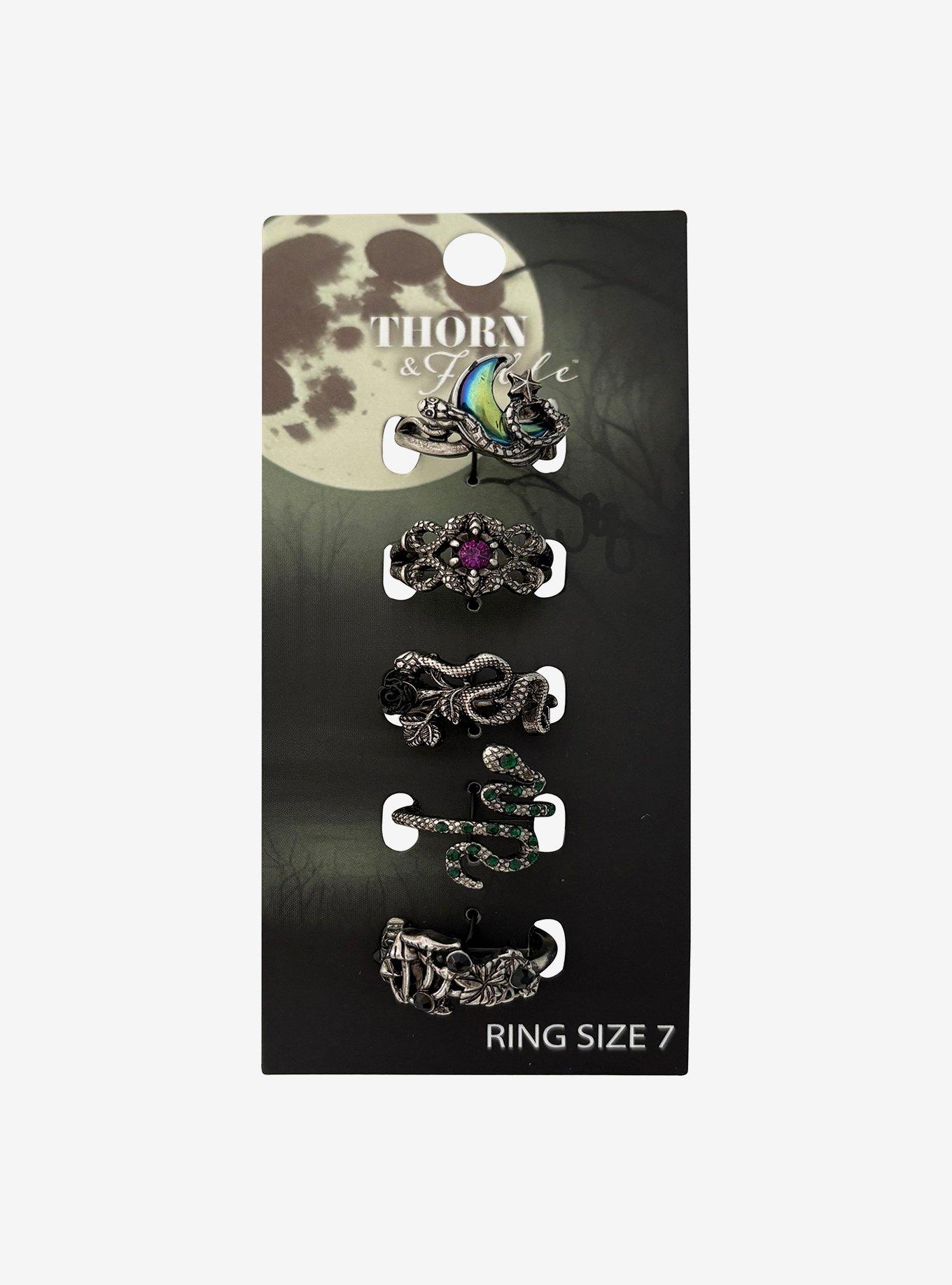 Thorn & Fable Snake Moon Gem Ring Set, , hi-res