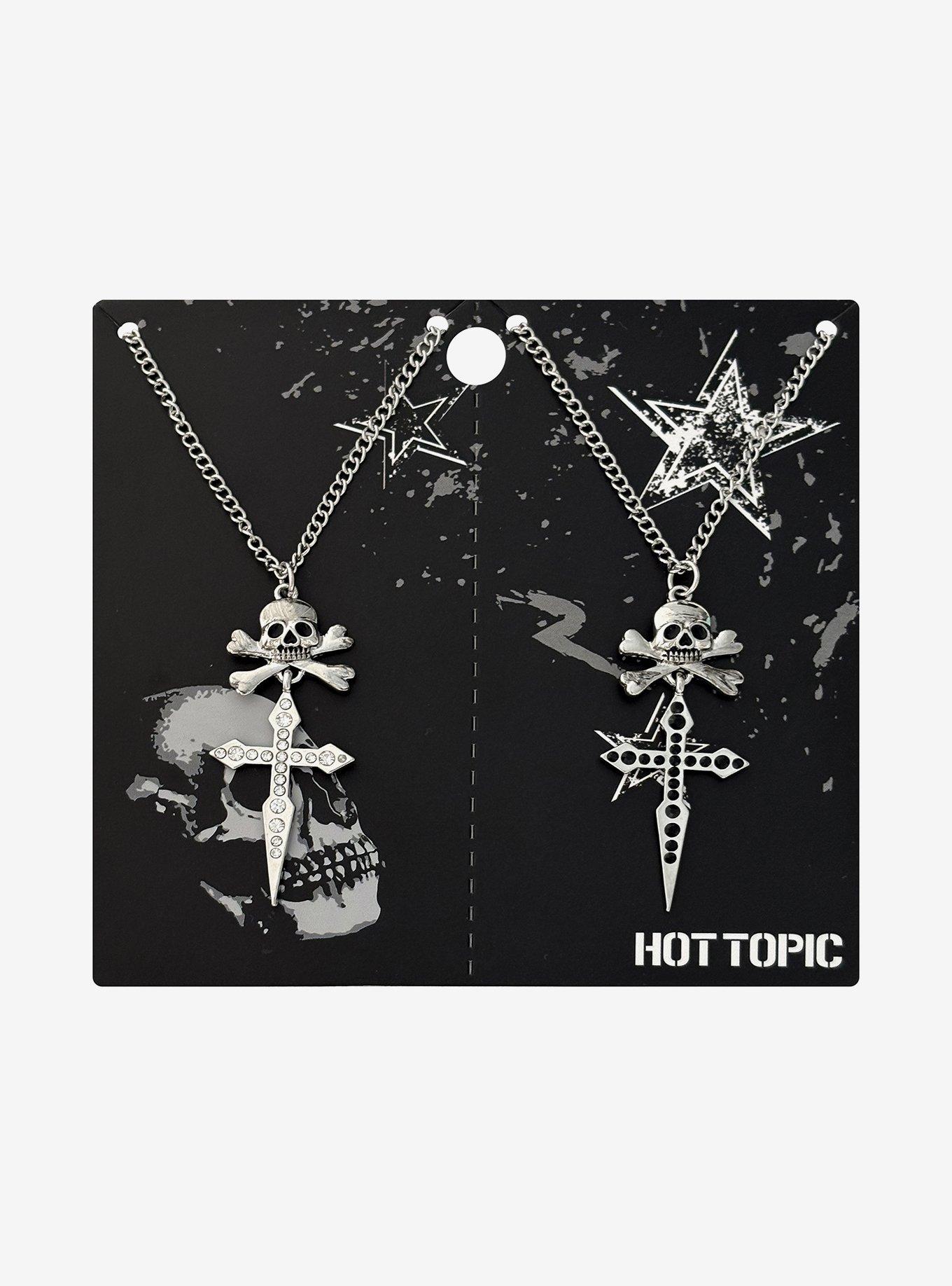 Skull & Crossbones Dagger Cross Best Friend Necklace Set, , hi-res