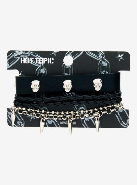Skull Spike Chain Cuff Bracelet Set | Hot Topic