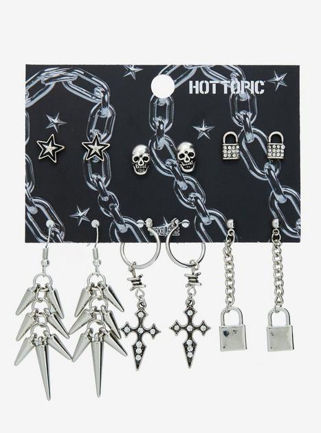 Spike Cross Padlock Earring Set | Hot Topic
