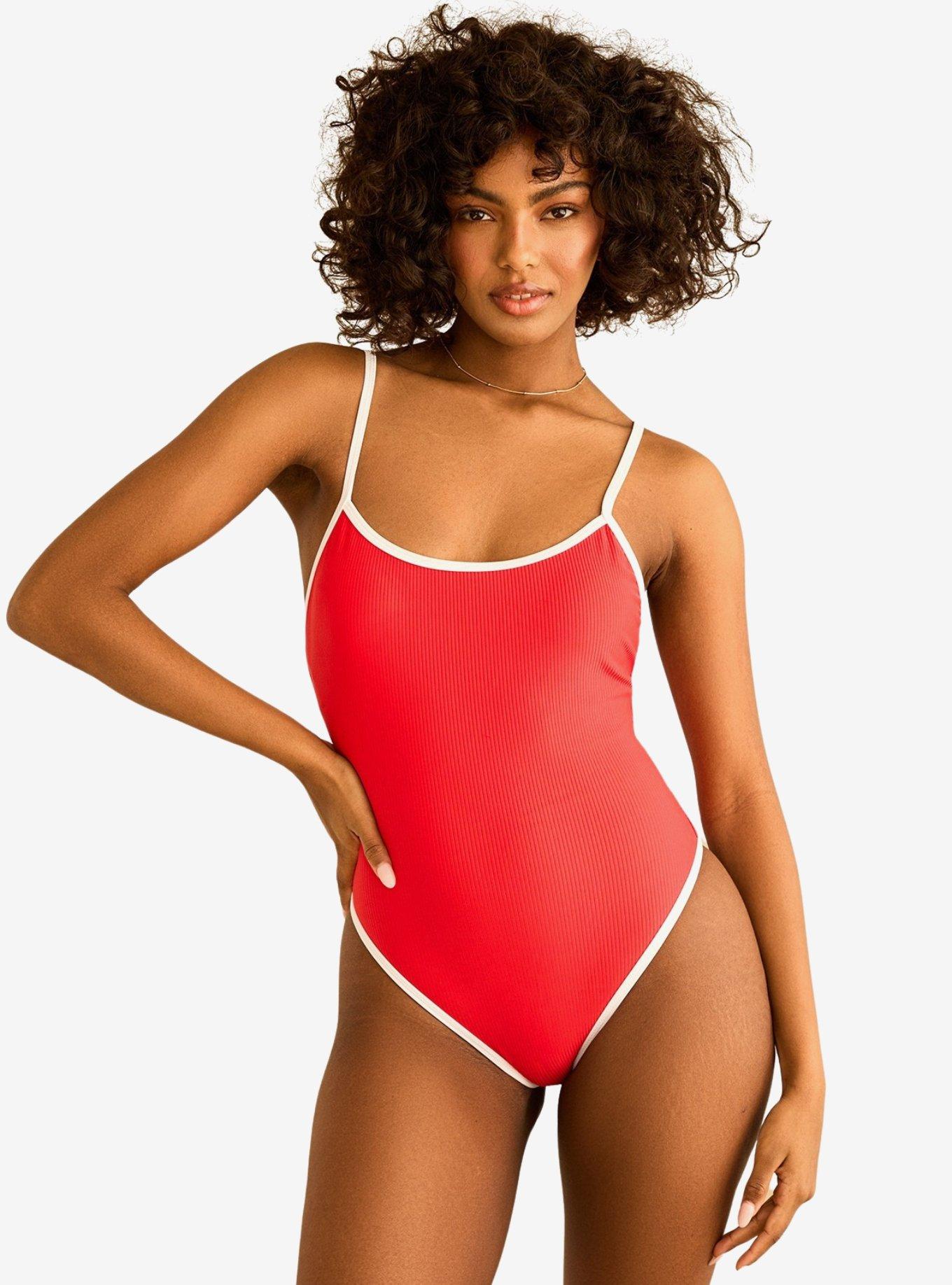 Dippin' Daisy's Star Scoop Neckline Swim One Piece Poppy White Rib, , hi-res