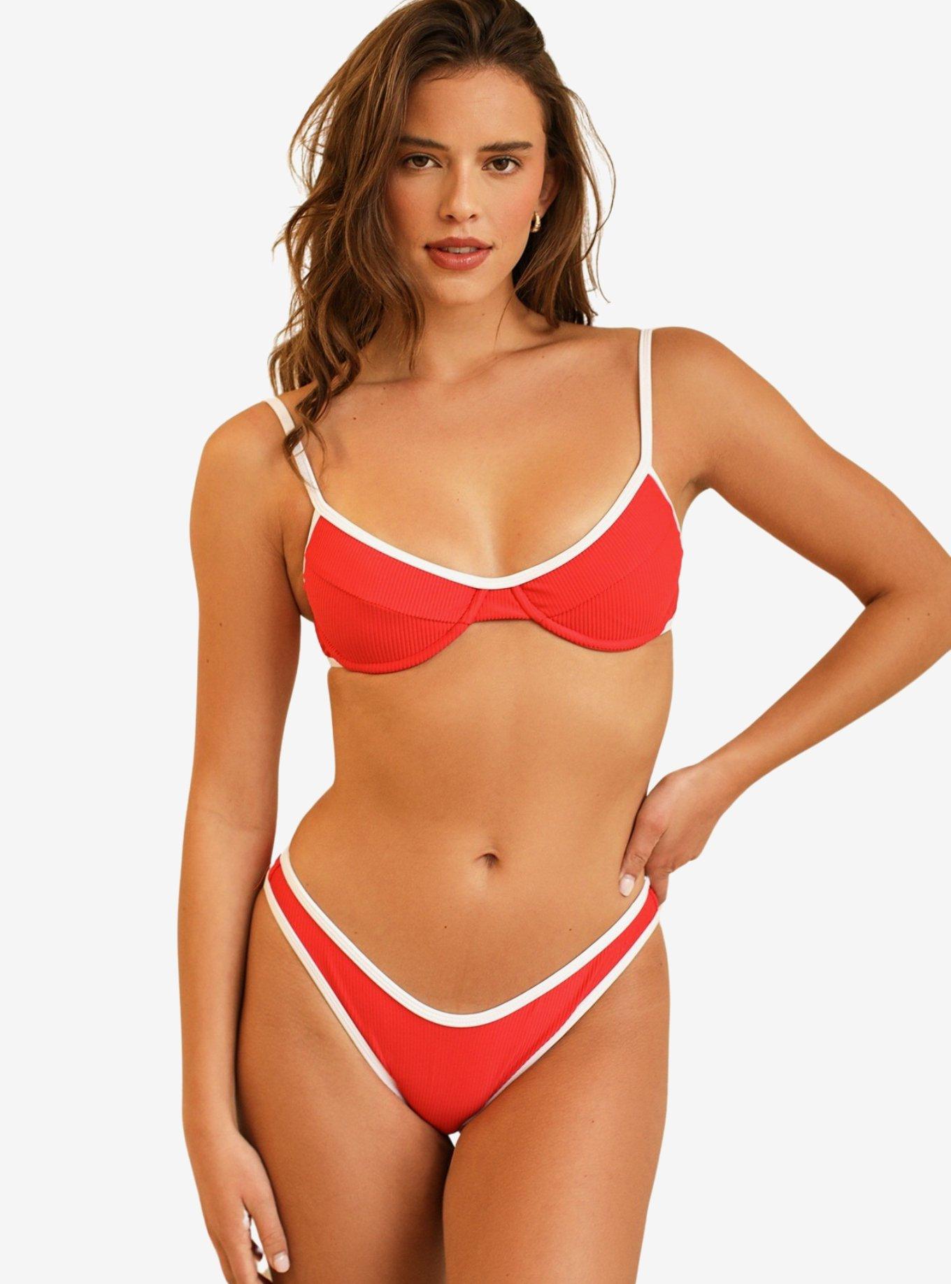 Dippin' Daisy's West Coast Underwire Swim Top Poppy White Rib, , hi-res