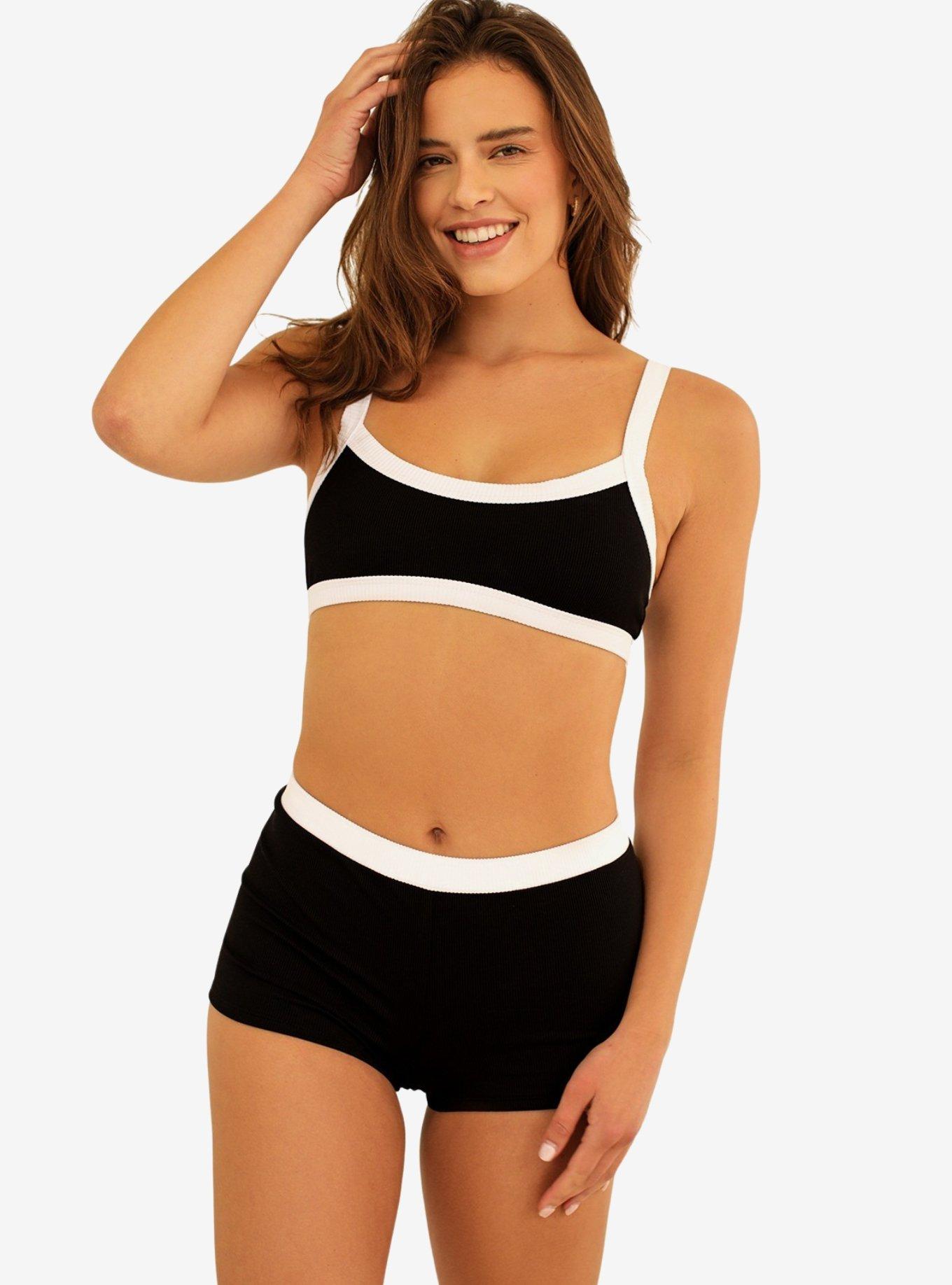 Dippin' Daisy's Kelly Bandeau Swim Top Black Rib, , hi-res