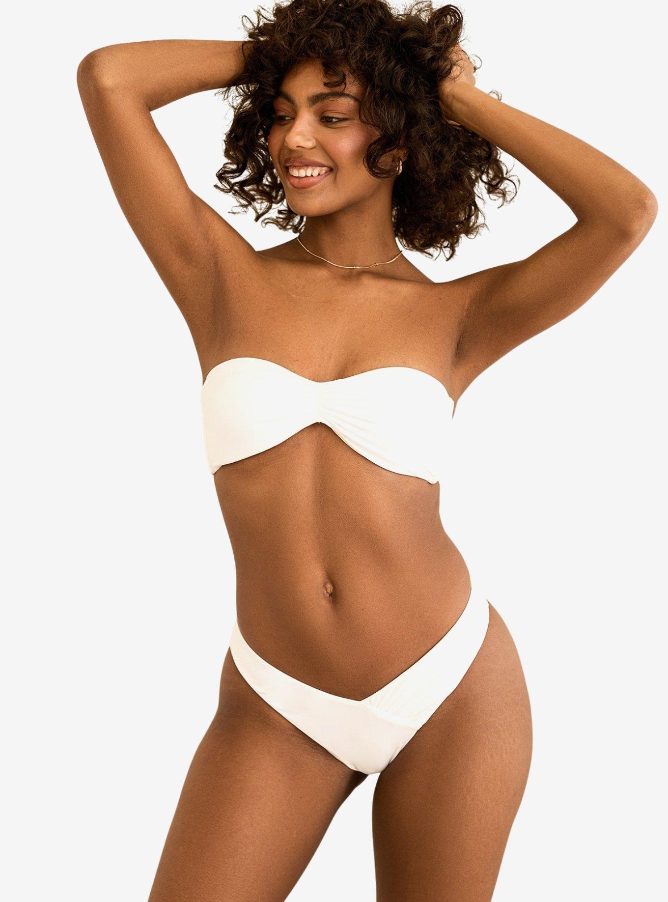 Dippin' Daisy's Angel Asymmetrical V-Cut Swim Bottom White, , hi-res