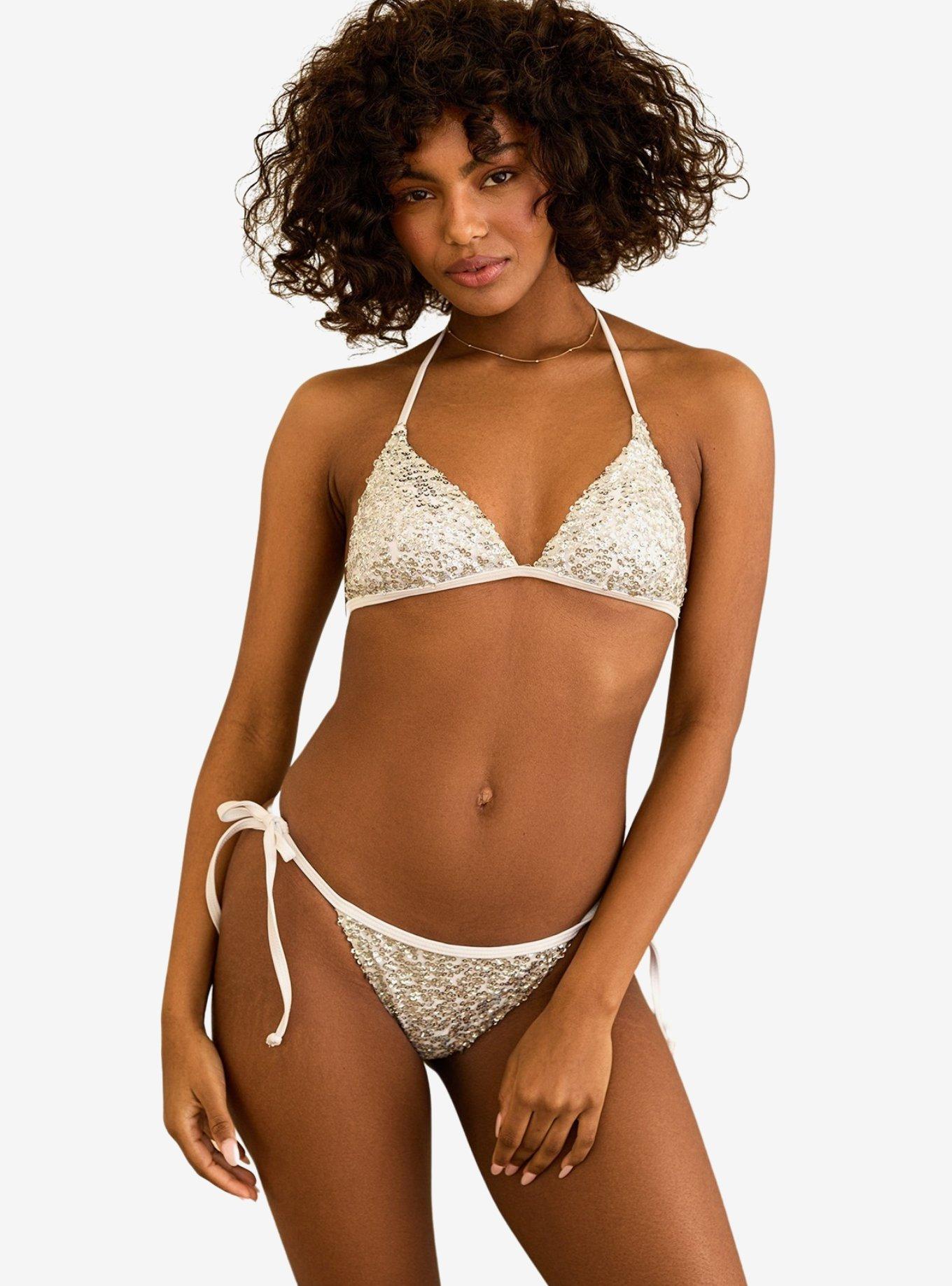 Dippin' Daisy's Prince Triangle Swim Top Silver, , hi-res
