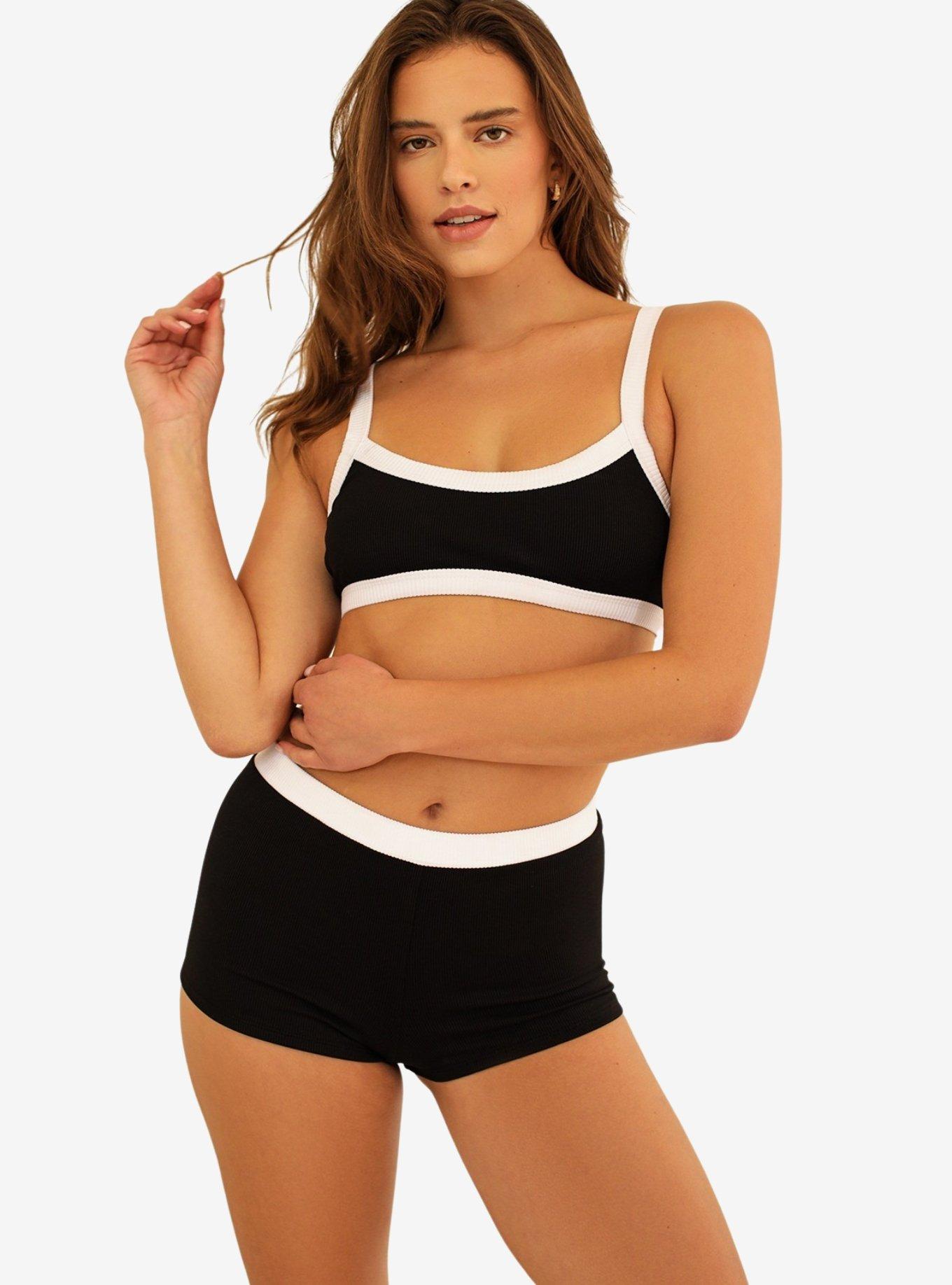 Dippin' Daisy's Farrah Elastic Waist Booty Short Black Rib, , hi-res