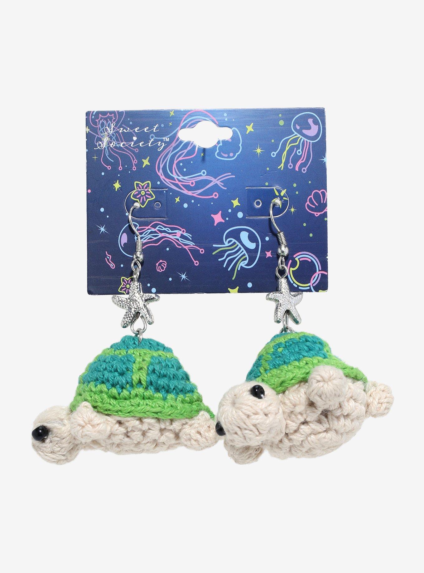 Sweet Society Crochet Turtle Drop Earrings, , hi-res