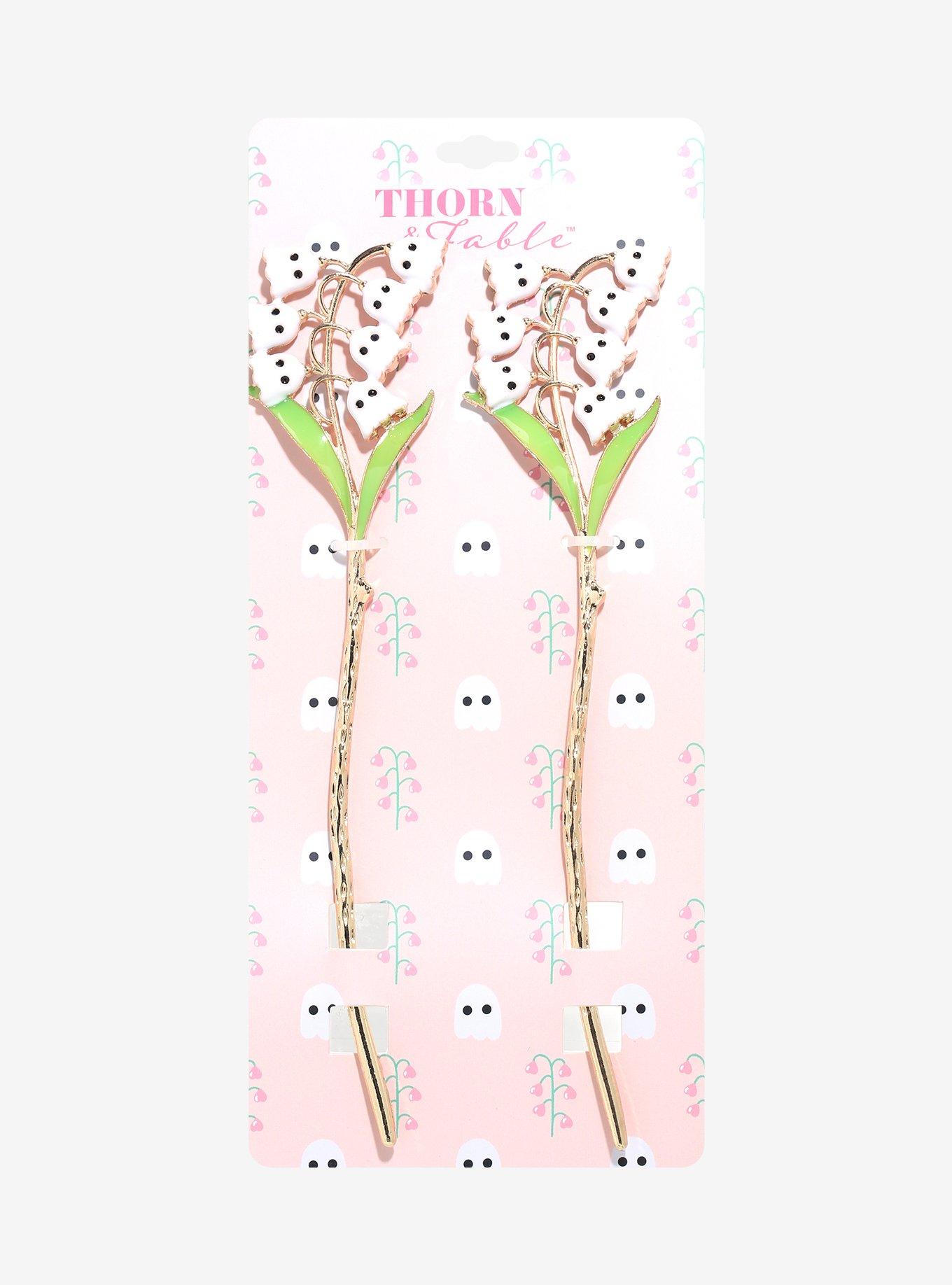 Thorn & Fable Ghost Flower Hair Stick Set, , hi-res