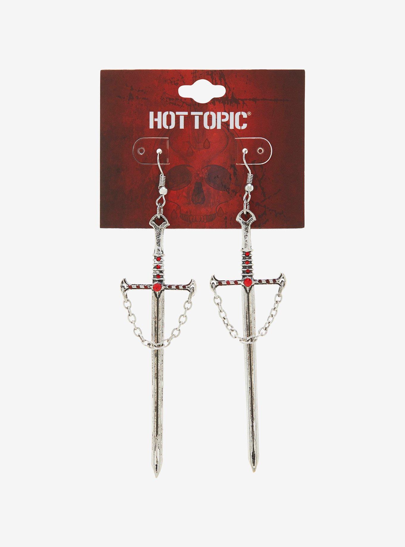 Sword Chain Drop Earrings, , hi-res
