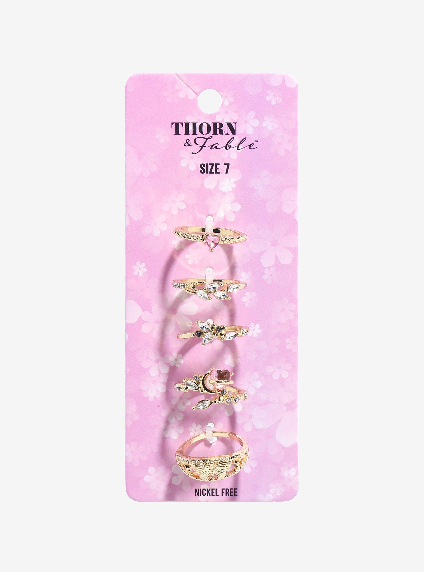 Thorn & Fable Leaf & Heart Ring Set, , hi-res