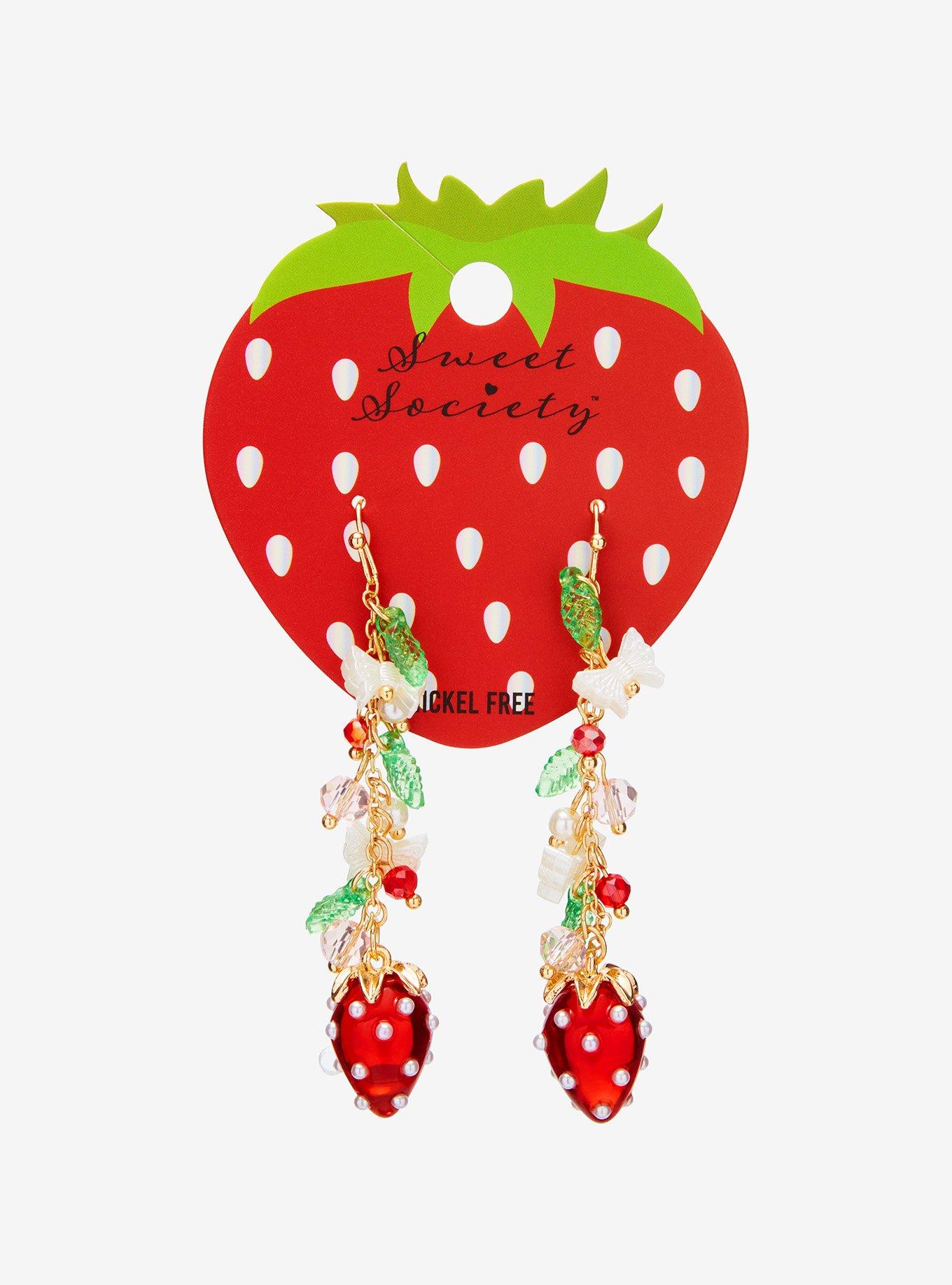 Sweet Society Strawberry Butterfly Drop Earrings, , hi-res