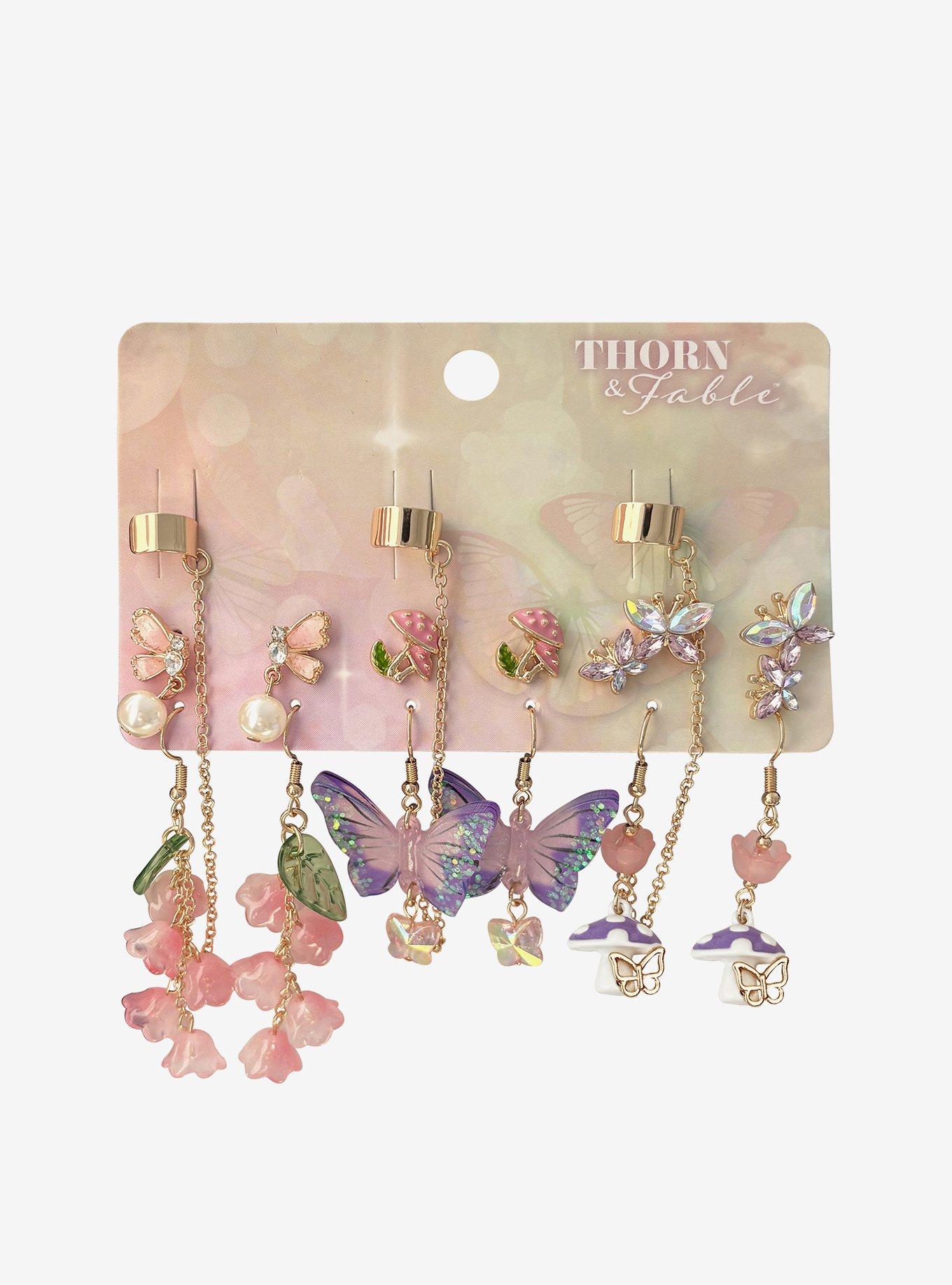 Thorn & Fable Fairy Cottage Butterfly Earring Set, , hi-res
