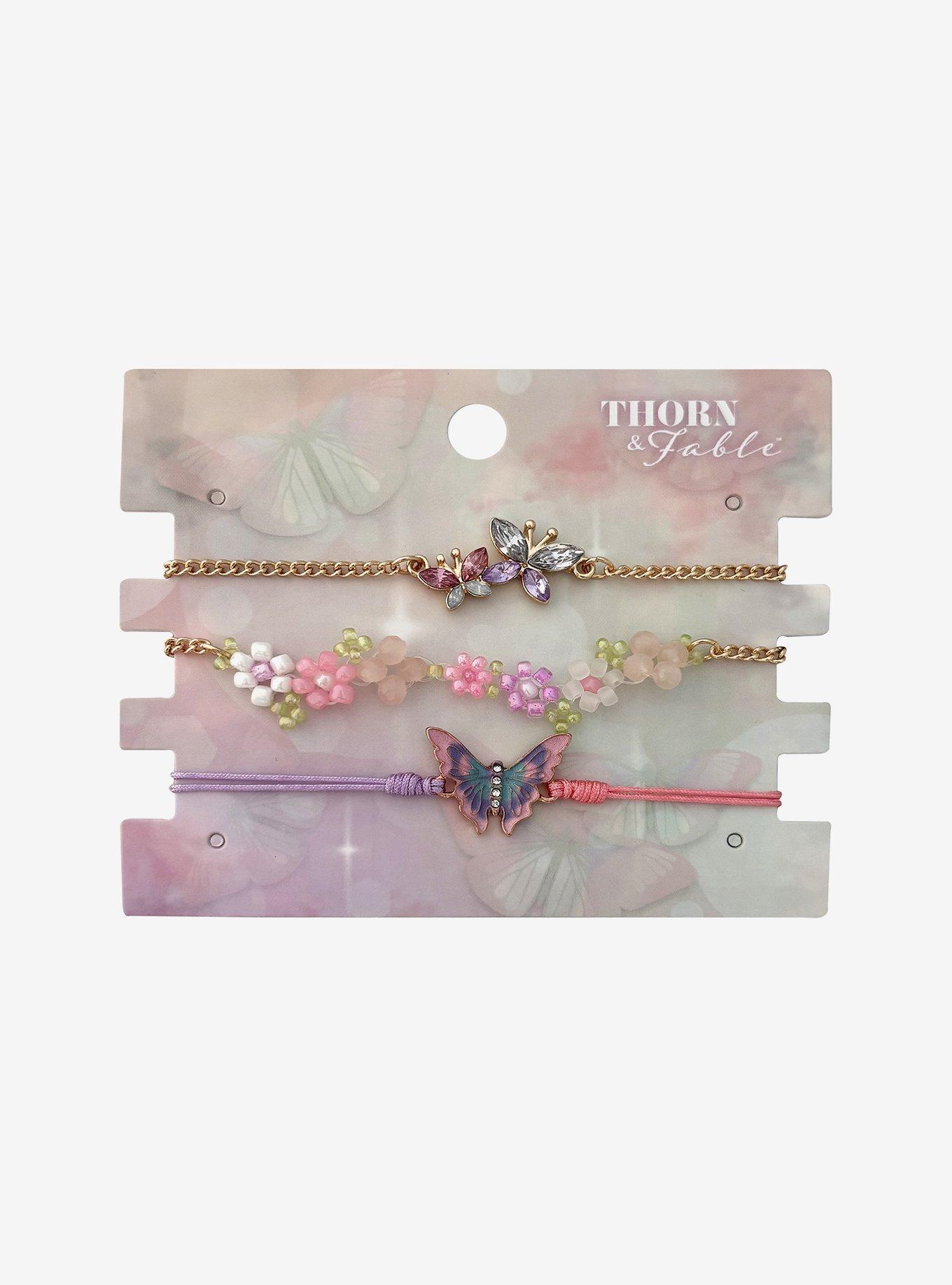 Thorn & Fable Butterfly Flower Bracelet Set, , hi-res