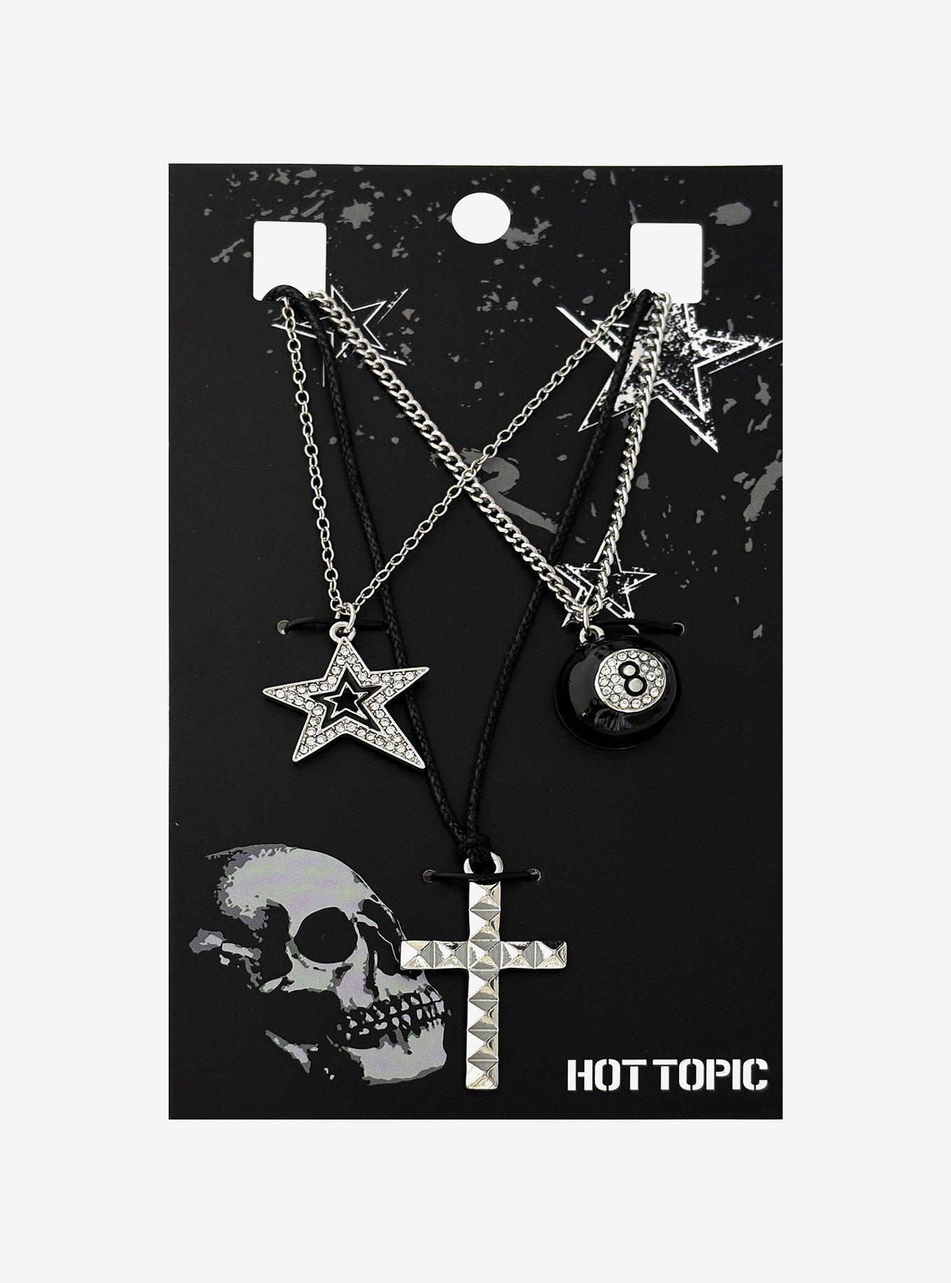 8-Ball Star Cross Bling Necklace Set, , hi-res