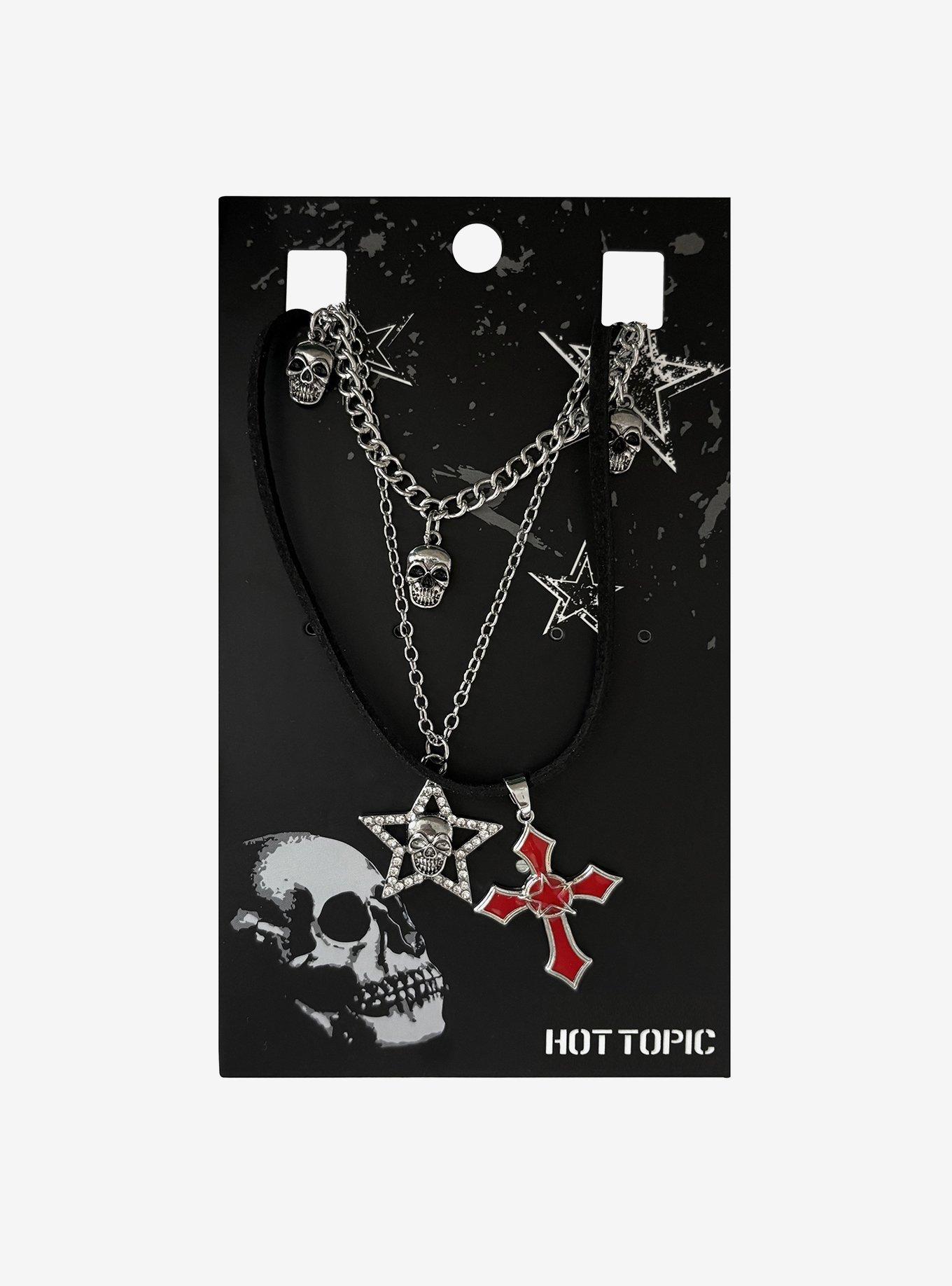 Star Skull Cross Necklace Set, , hi-res