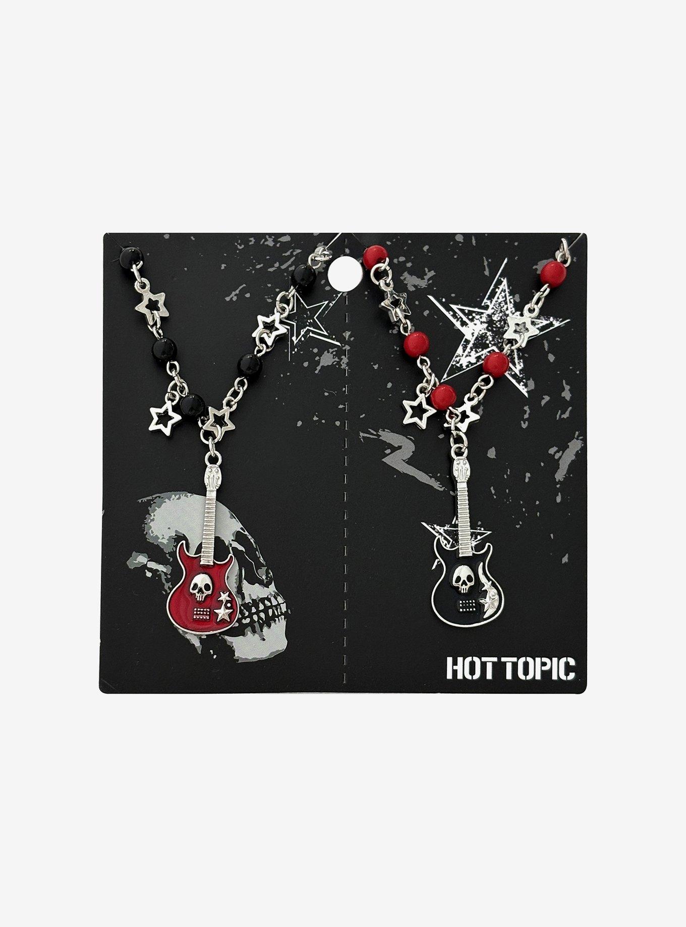 Skull Star Guitar Best Friend Necklace Set, , hi-res