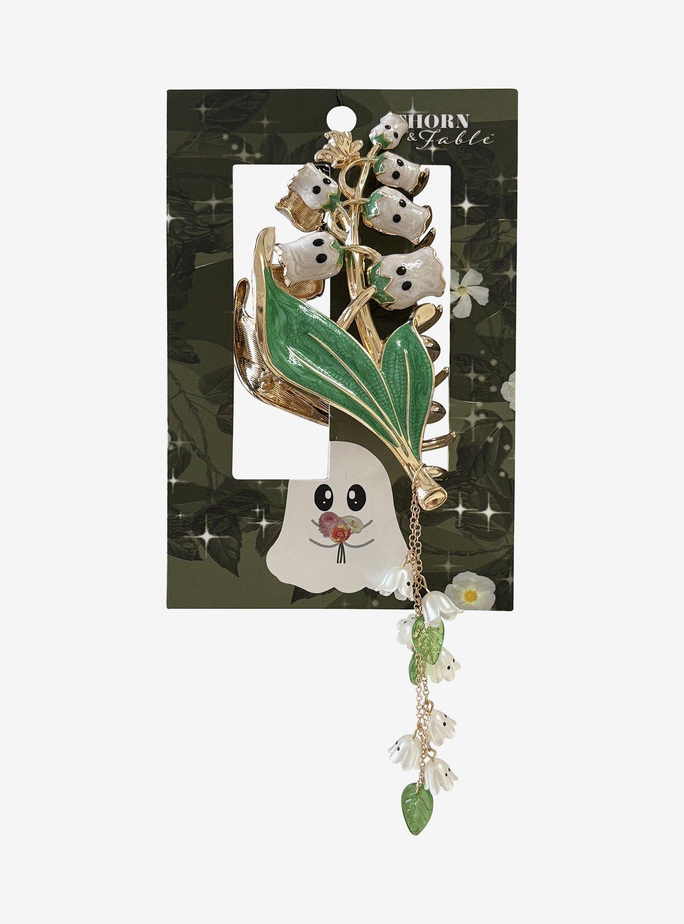 Thorn & Fable Ghost Lily Of The Valley Claw Hair Clip, , hi-res