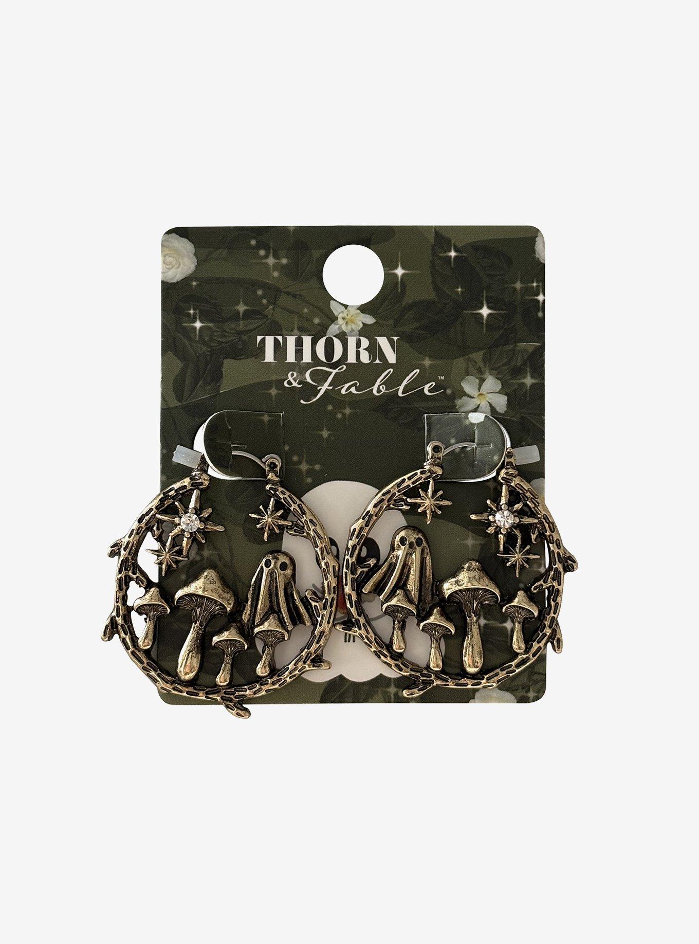 Thorn & Fable Ghost Mushroom Hoop Earrings, , hi-res