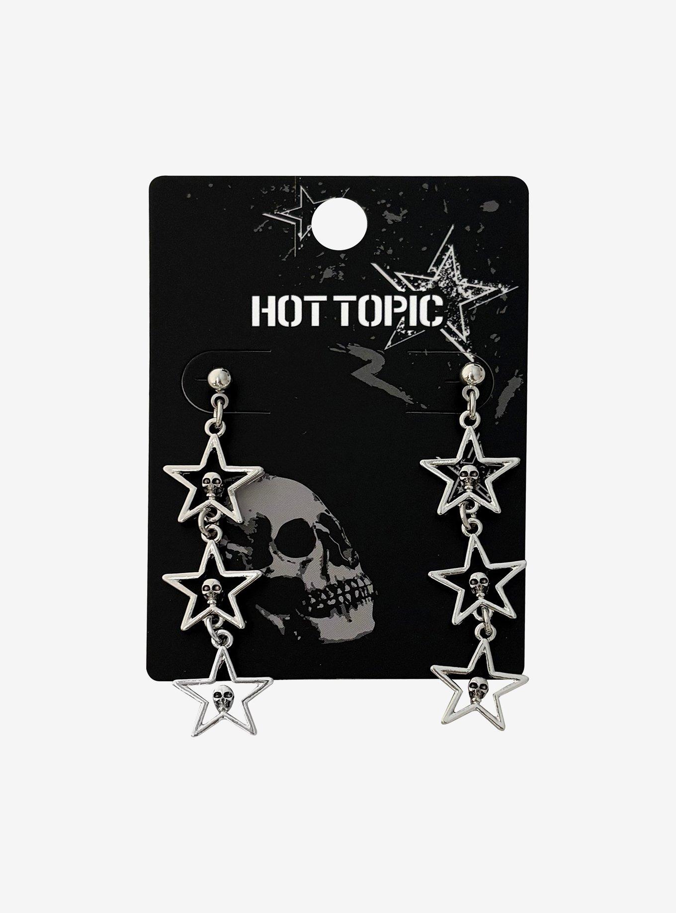 Skull Star Drop Earrings, , hi-res