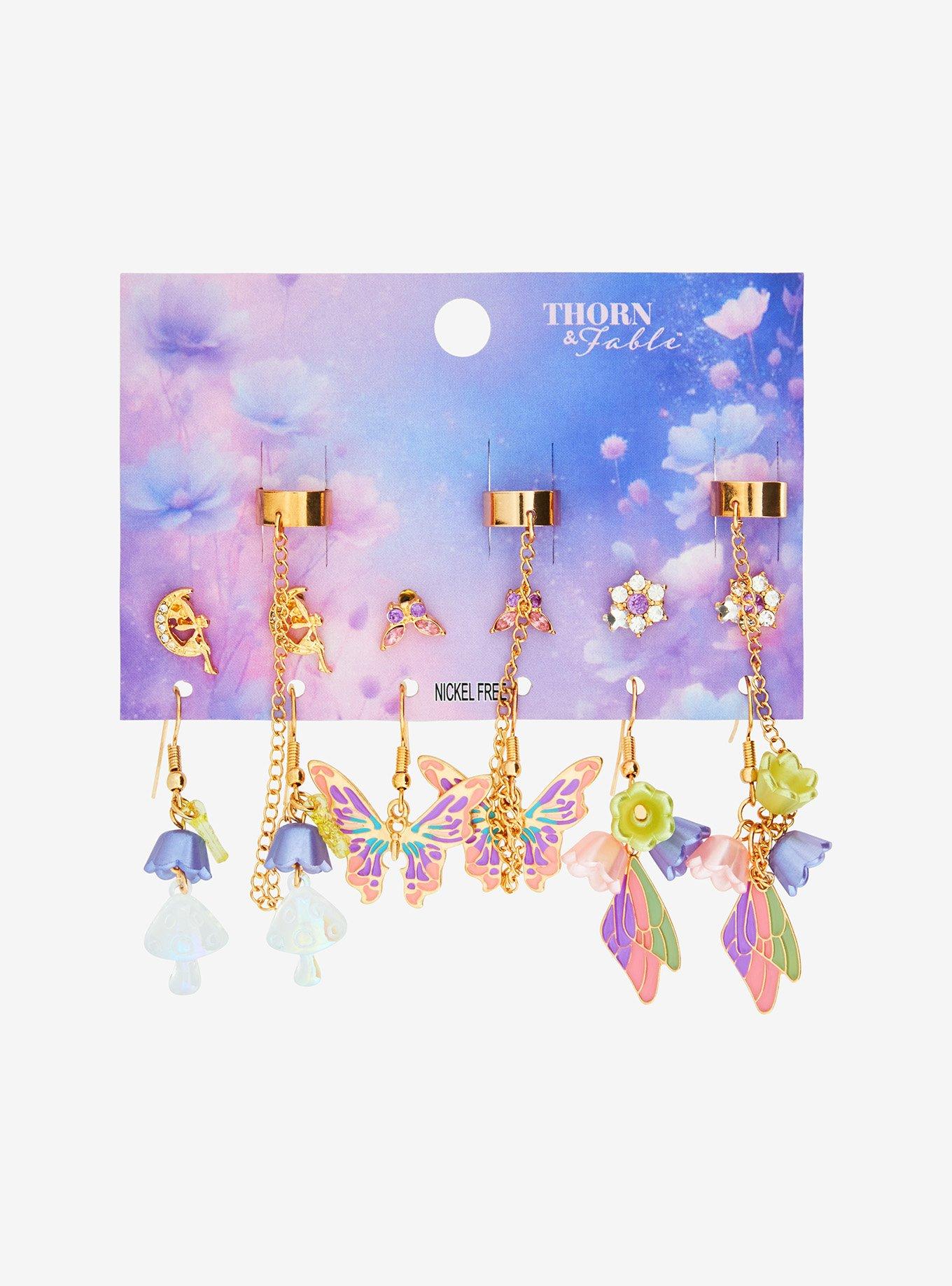 Thorn & Fable Fairy Garden Cuff Earring Set, , hi-res