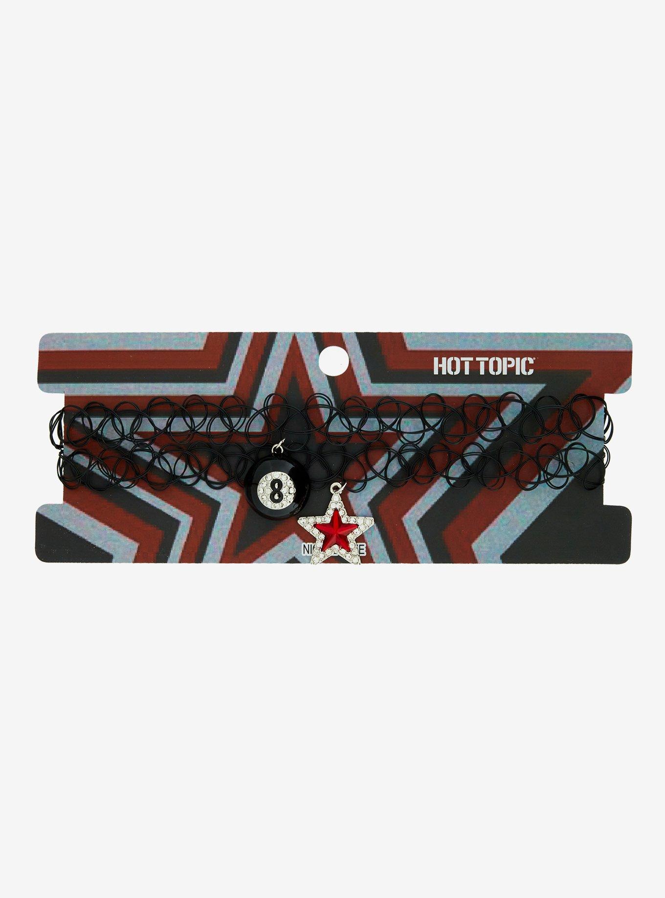 Red Star 8-Ball Rhinestone Tattoo Choker Set, , hi-res