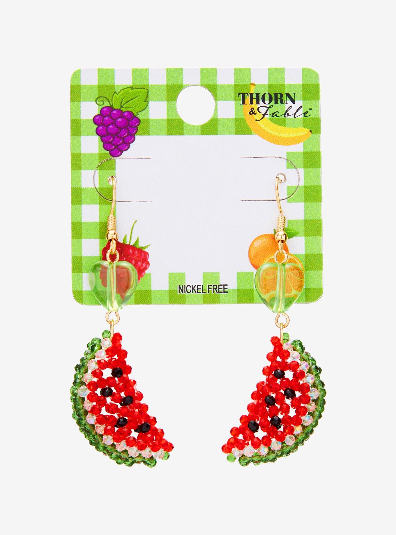Thorn & Fable Watermelon Bead Drop Earrings, , hi-res