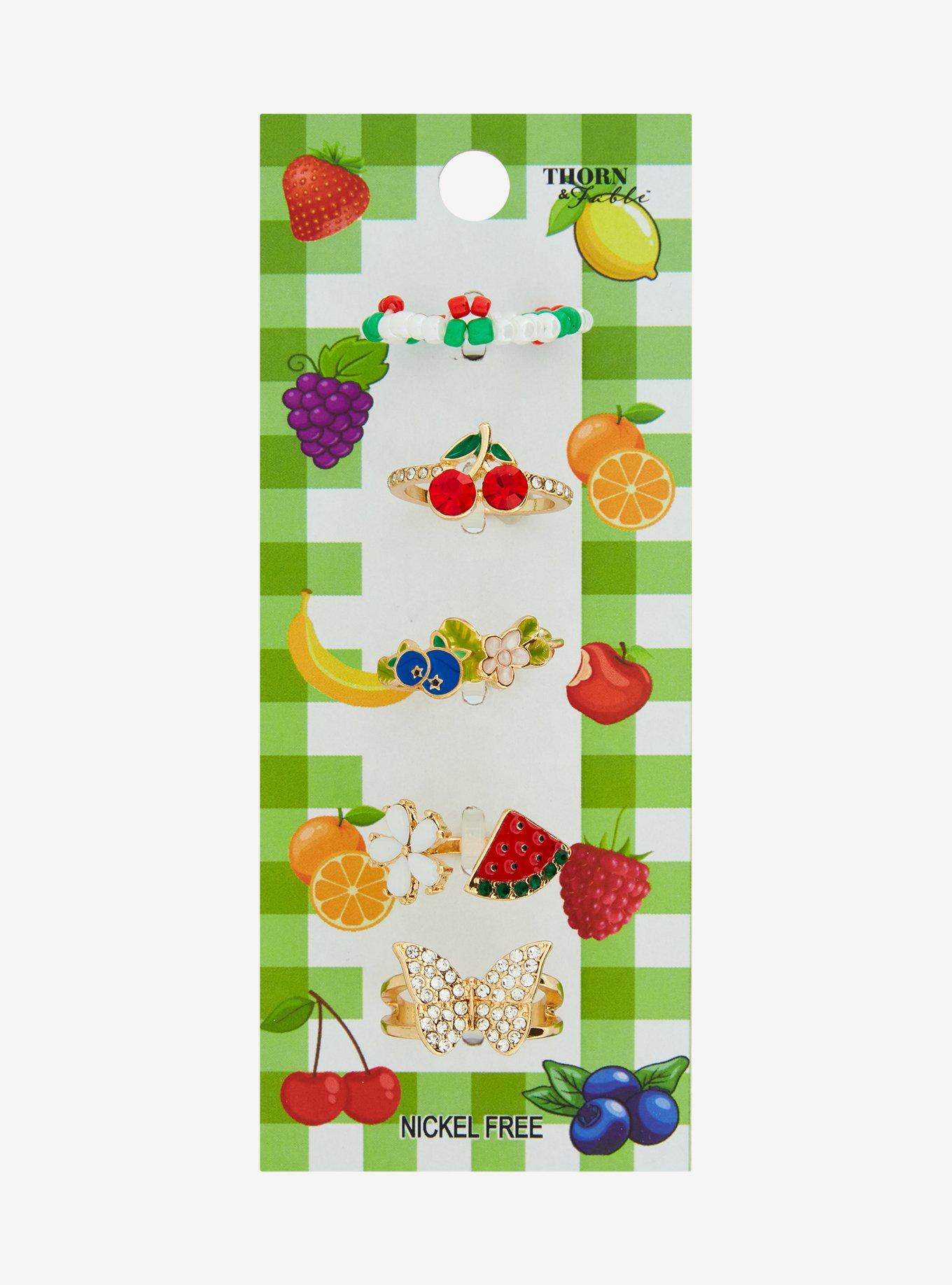 Thorn & Fable Fruit Butterfly Ring Set, , hi-res