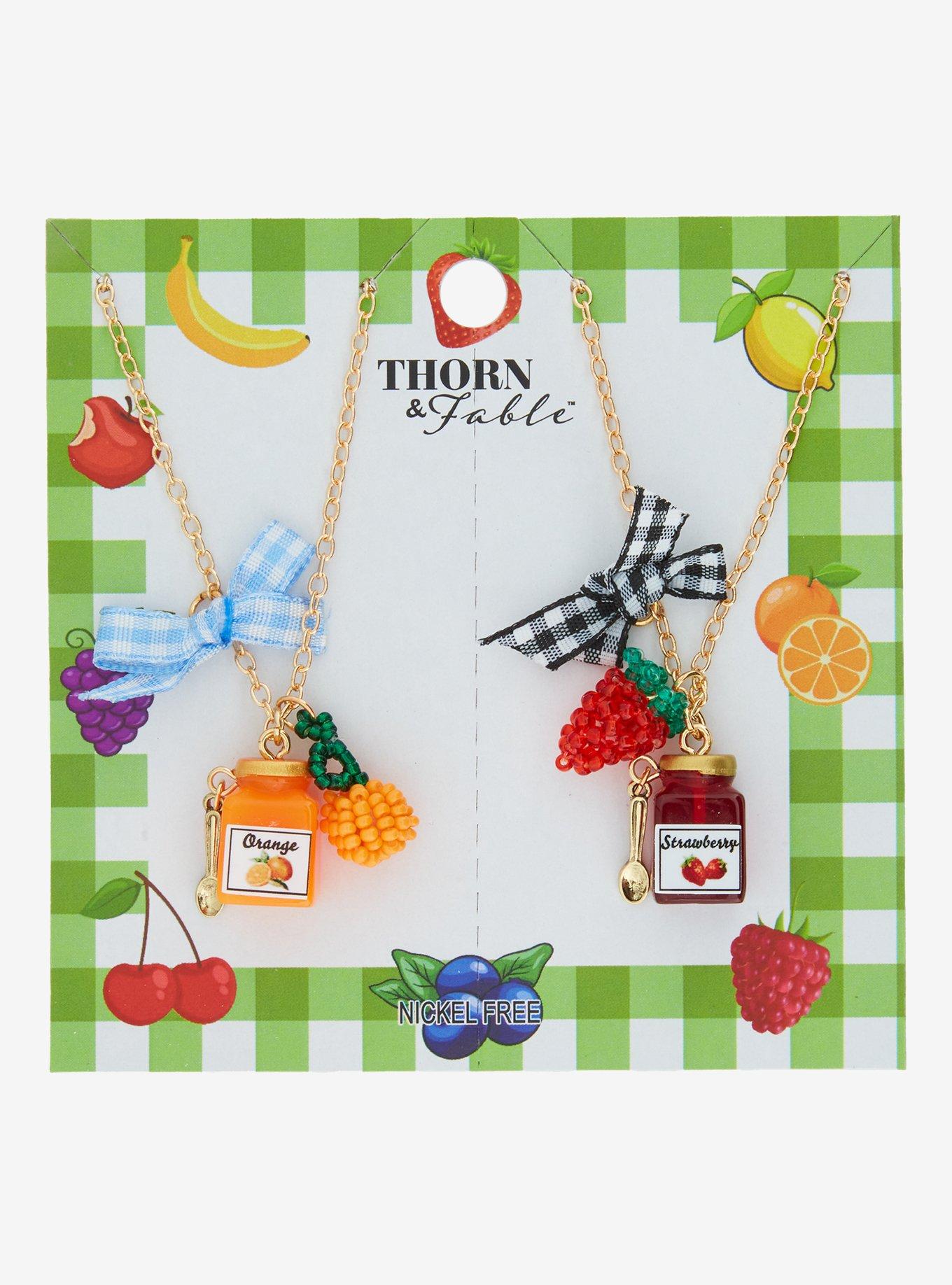 Thorn & Fable Fruit Jam Ribbon Best Friend Necklace Set, , hi-res