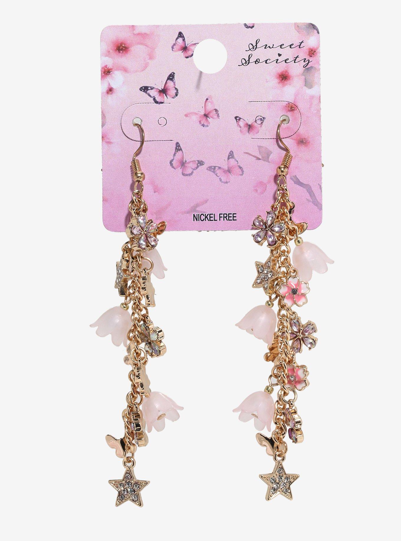 Sweet Society Cascading Sakura Drop Earrings, , hi-res