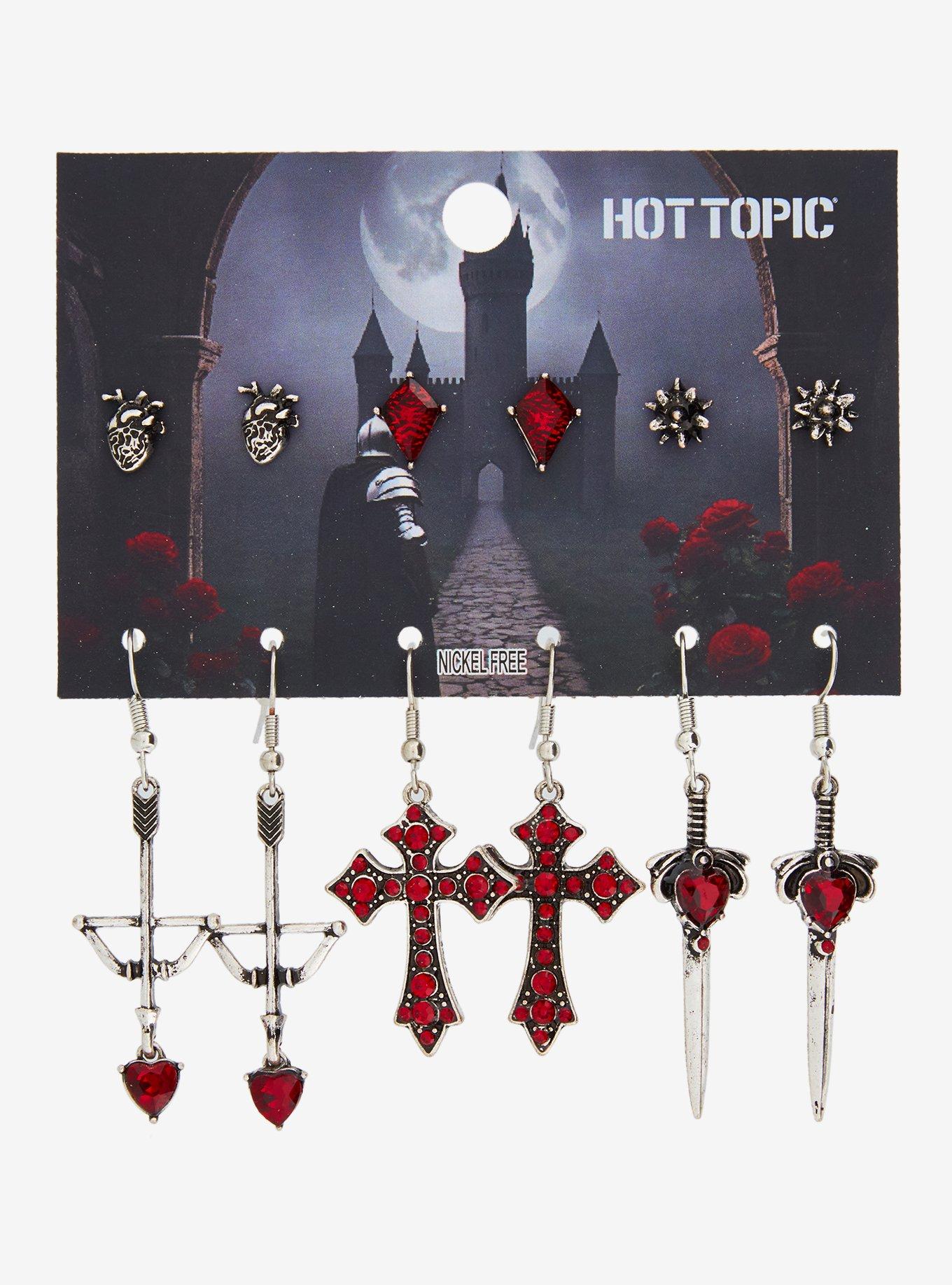 Medieval Weapon Cross Earring Set, , hi-res