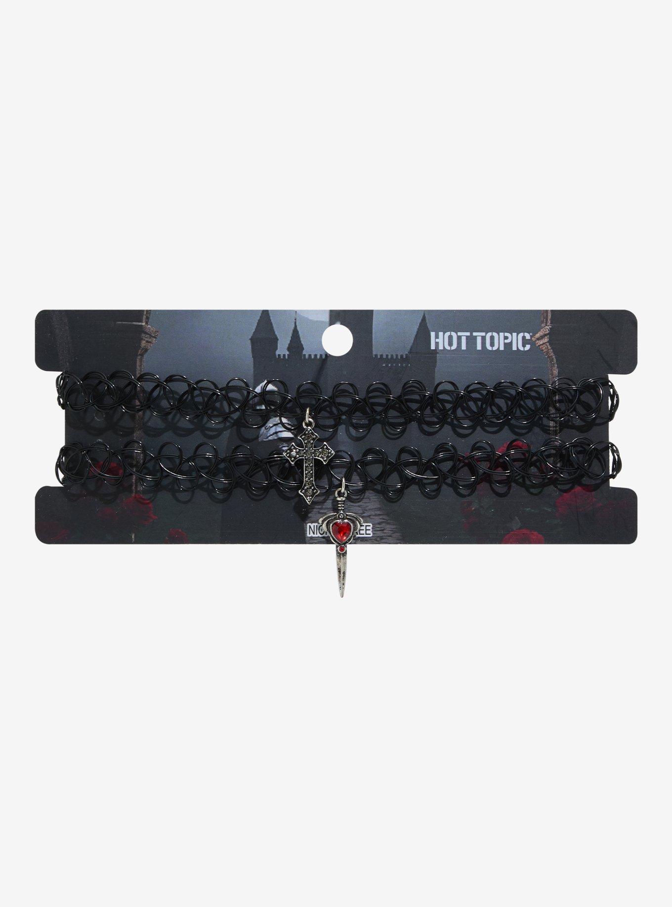 Cross & Dagger Tattoo Choker Set, , hi-res