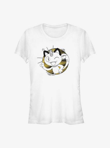 Pokemon Meowth Wink Girls T-Shirt WHITE Hot Topic