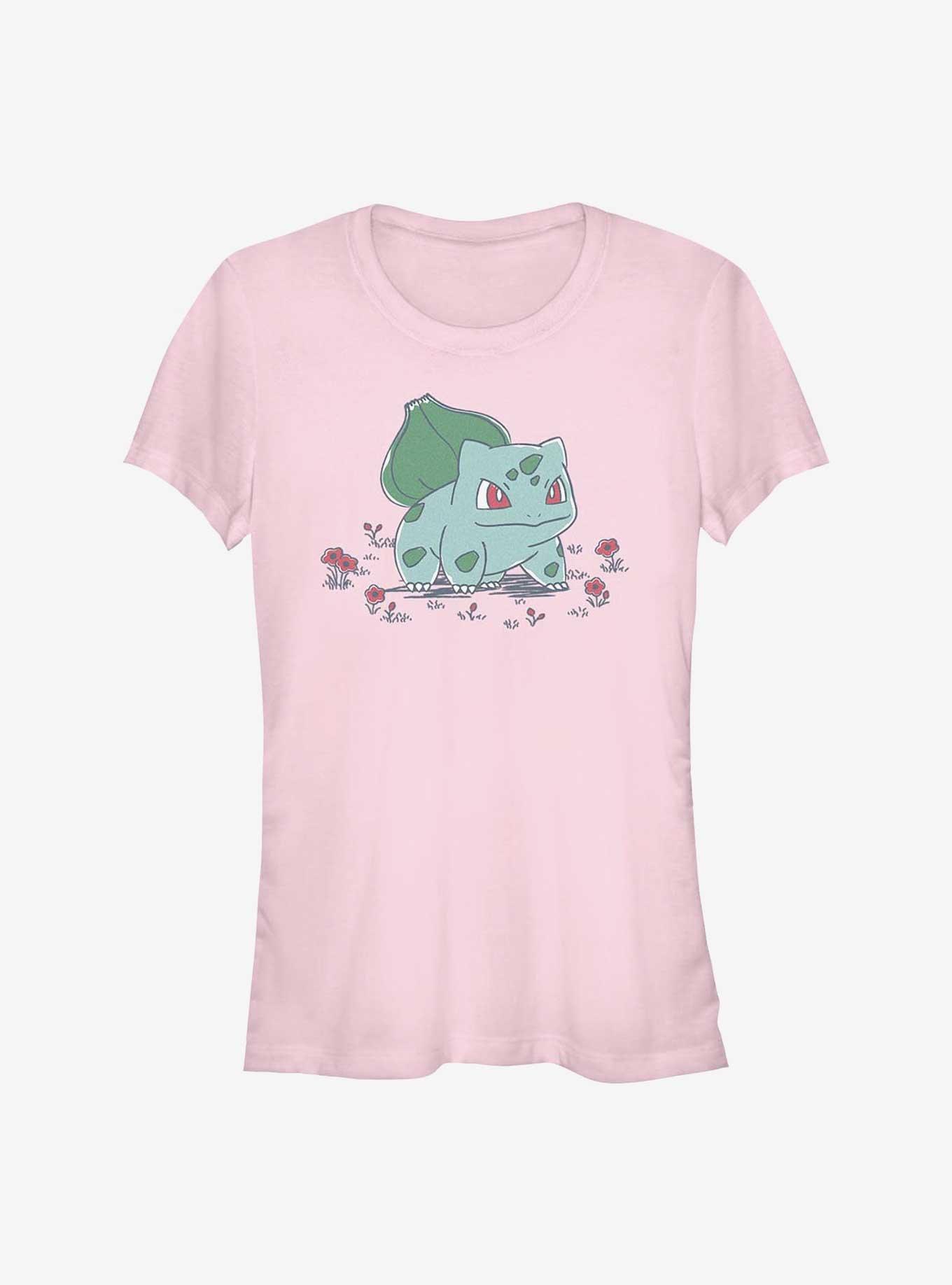Pokemon Bulbasaur Standing In Flower Garden Girls T-Shirt