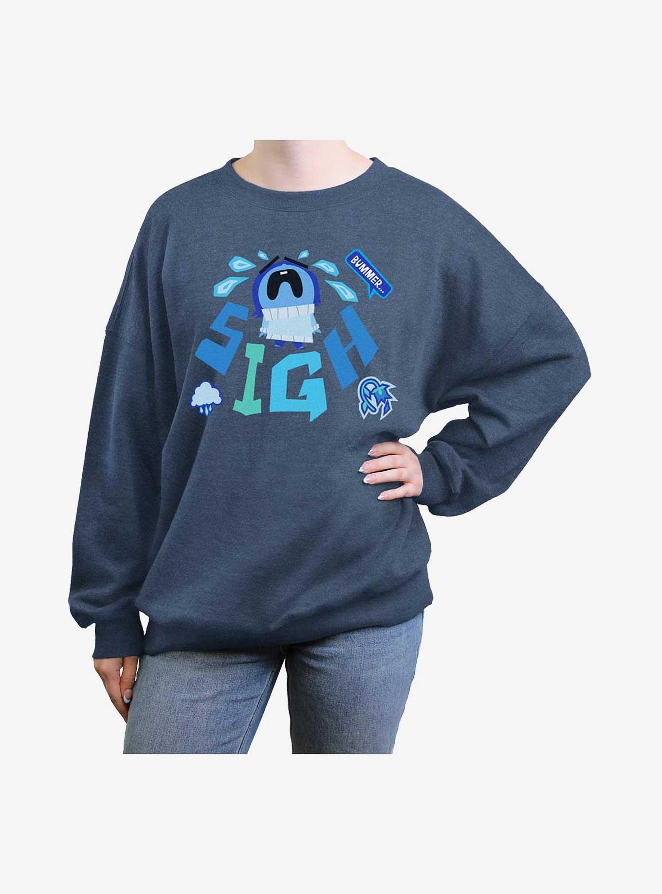 Disney Pixar Inside Out 2 Bummer Sigh Womens Oversized Sweatshirt, BLUEHTR, hi-res