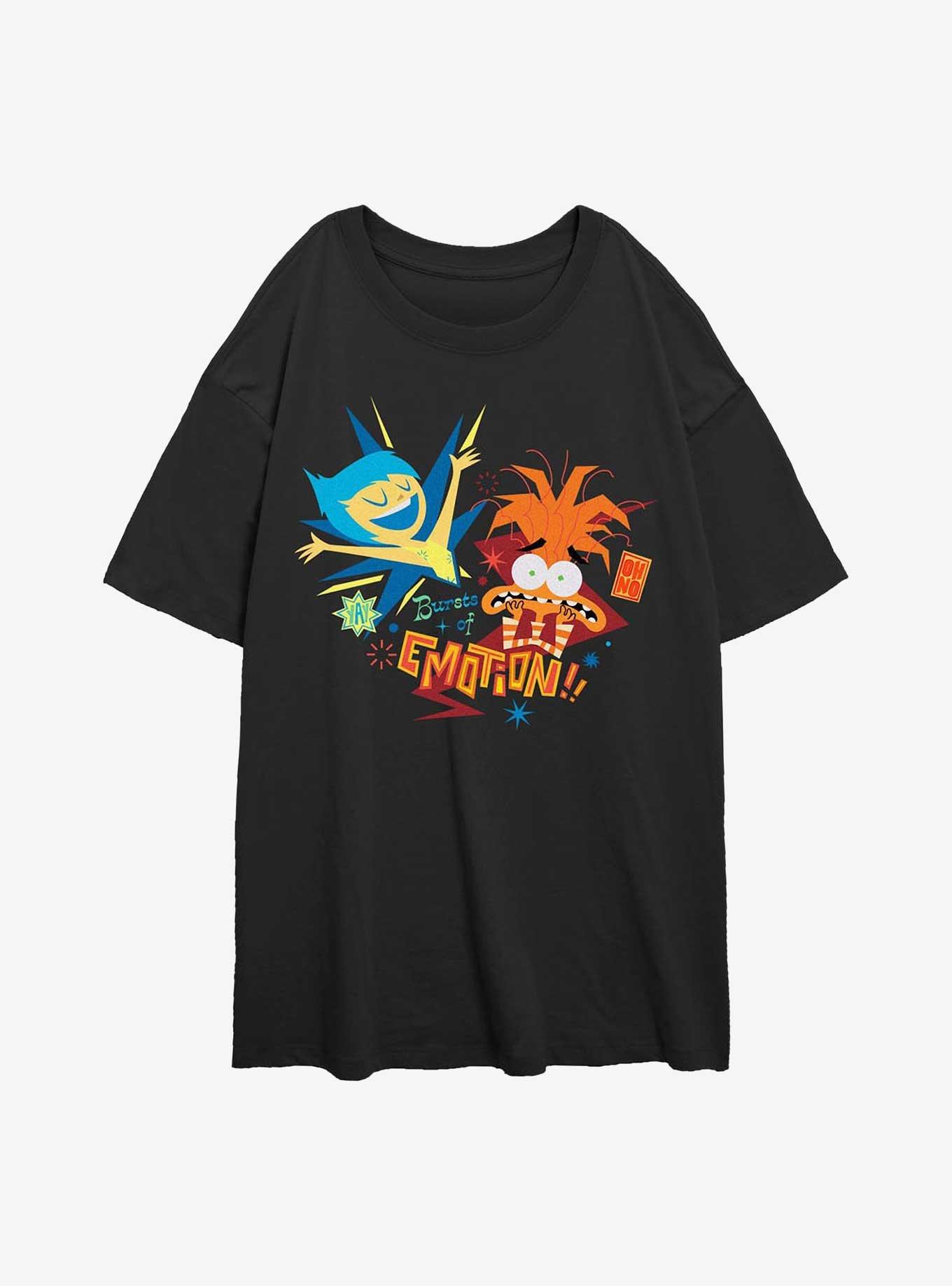 Disney Pixar Inside Out 2 Bursts Of Emotion Womens Oversized T-Shirt, BLACK, hi-res