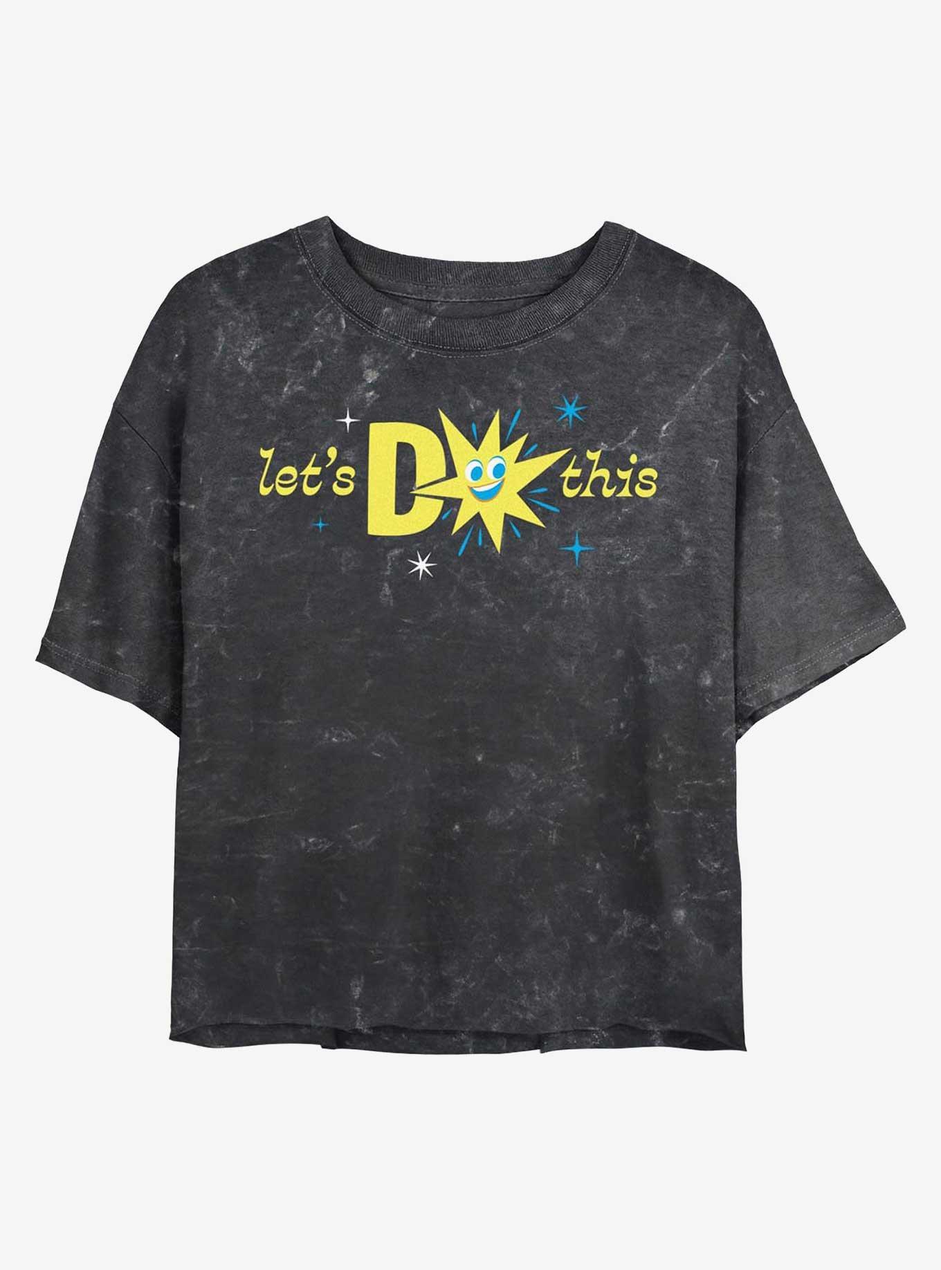 Disney Pixar Inside Out 2 Lets Do This Womens Mineral Wash Crop T-Shirt, BLACK, hi-res