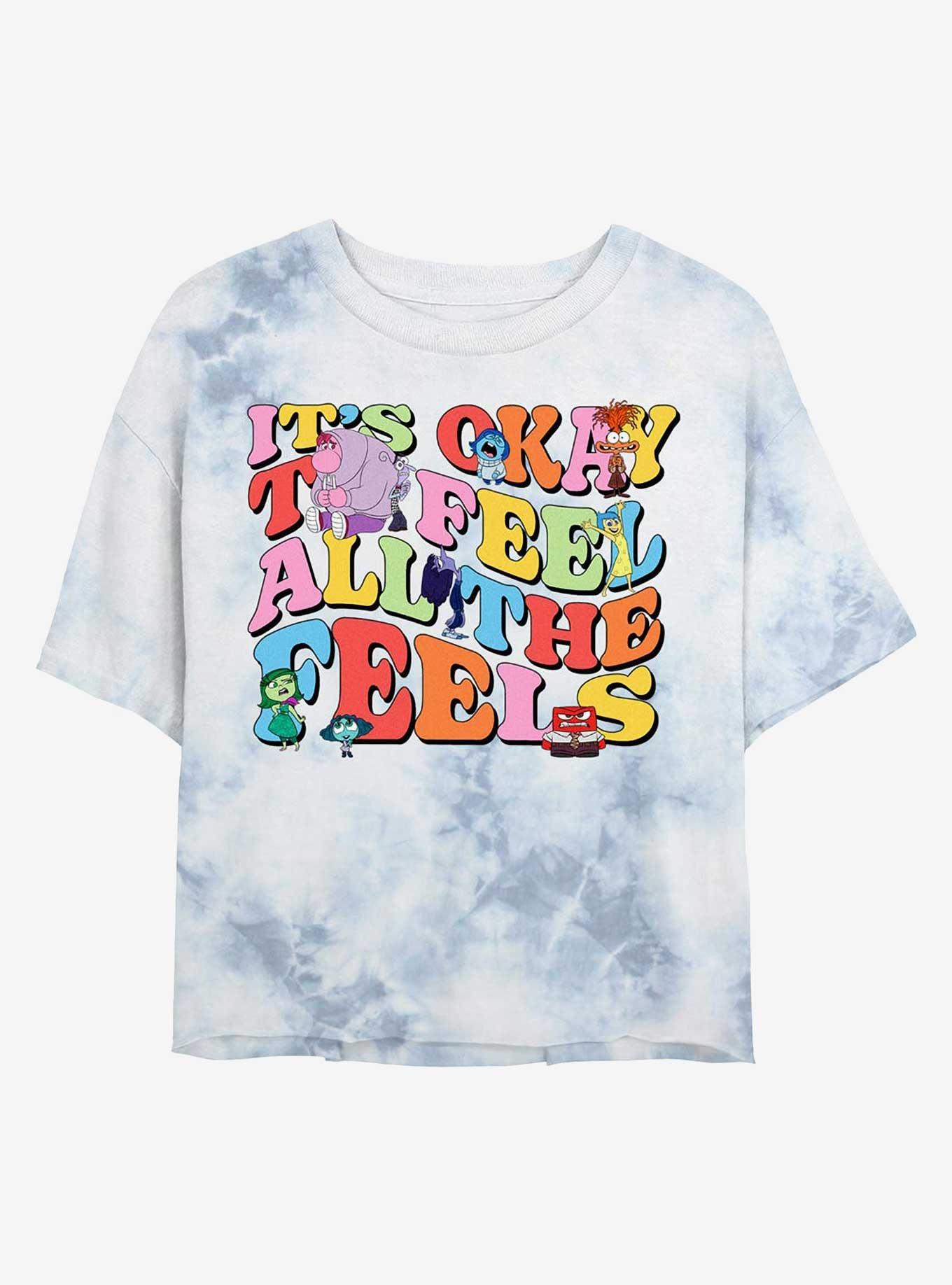 Disney Pixar Inside Out 2 Feel Everything Womens Tie-Dye Crop T-Shirt, WHITEBLUE, hi-res