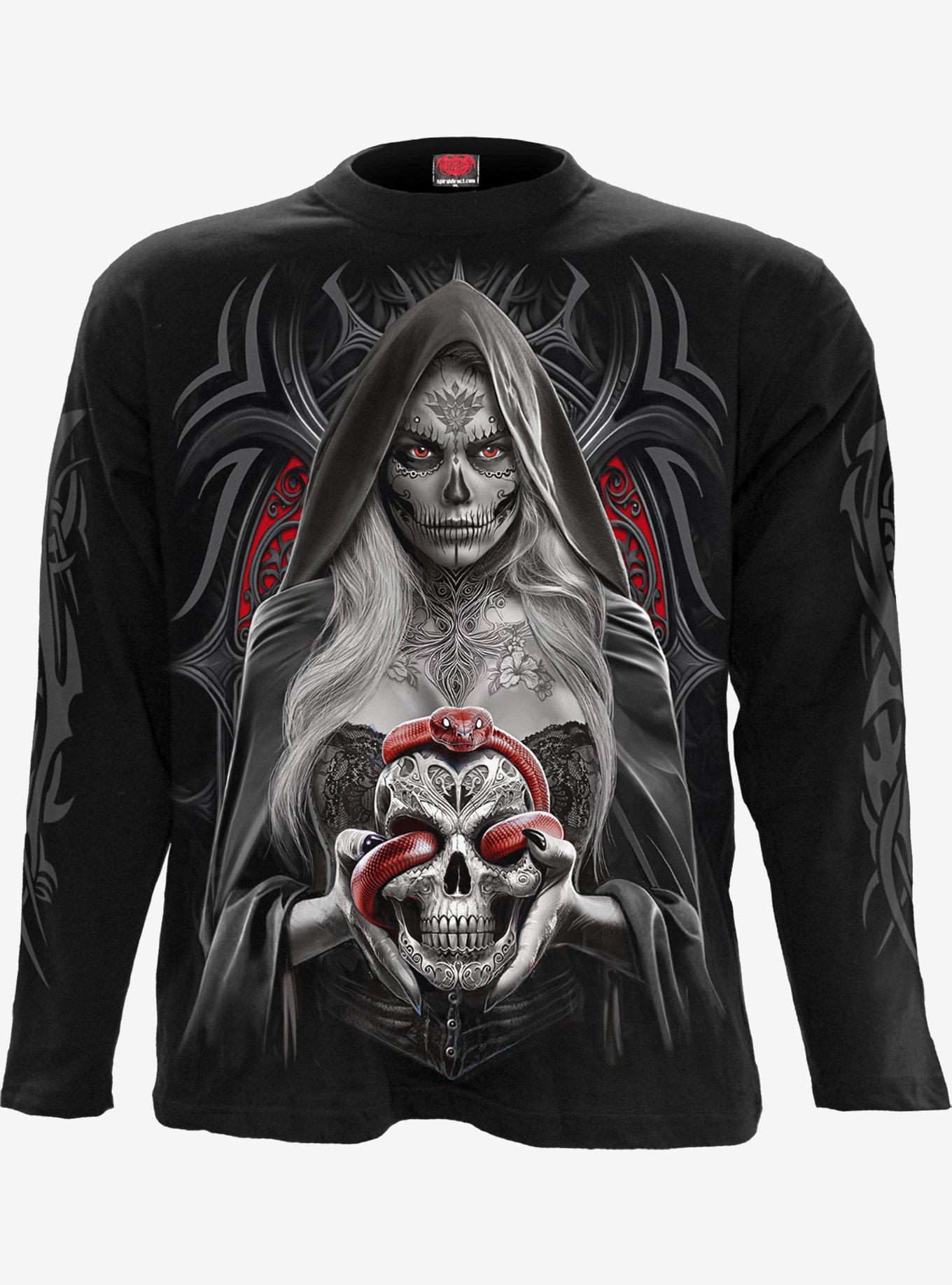 Spiral High Priestess Long Sleeve T-Shirt, BLACK, hi-res