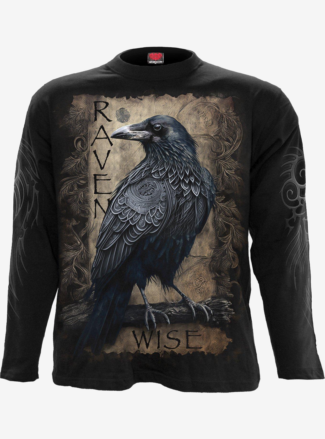 Spiral Raven Wise Long Sleeve T-Shirt, BLACK, hi-res