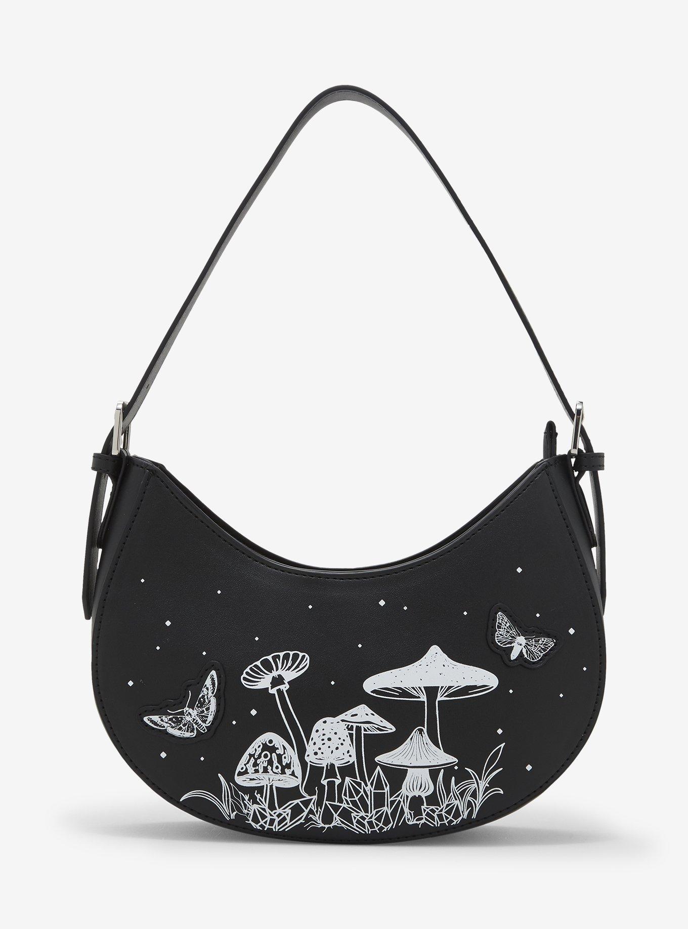 Black & White Mushroom Butterfly Shoulder Bag, , hi-res