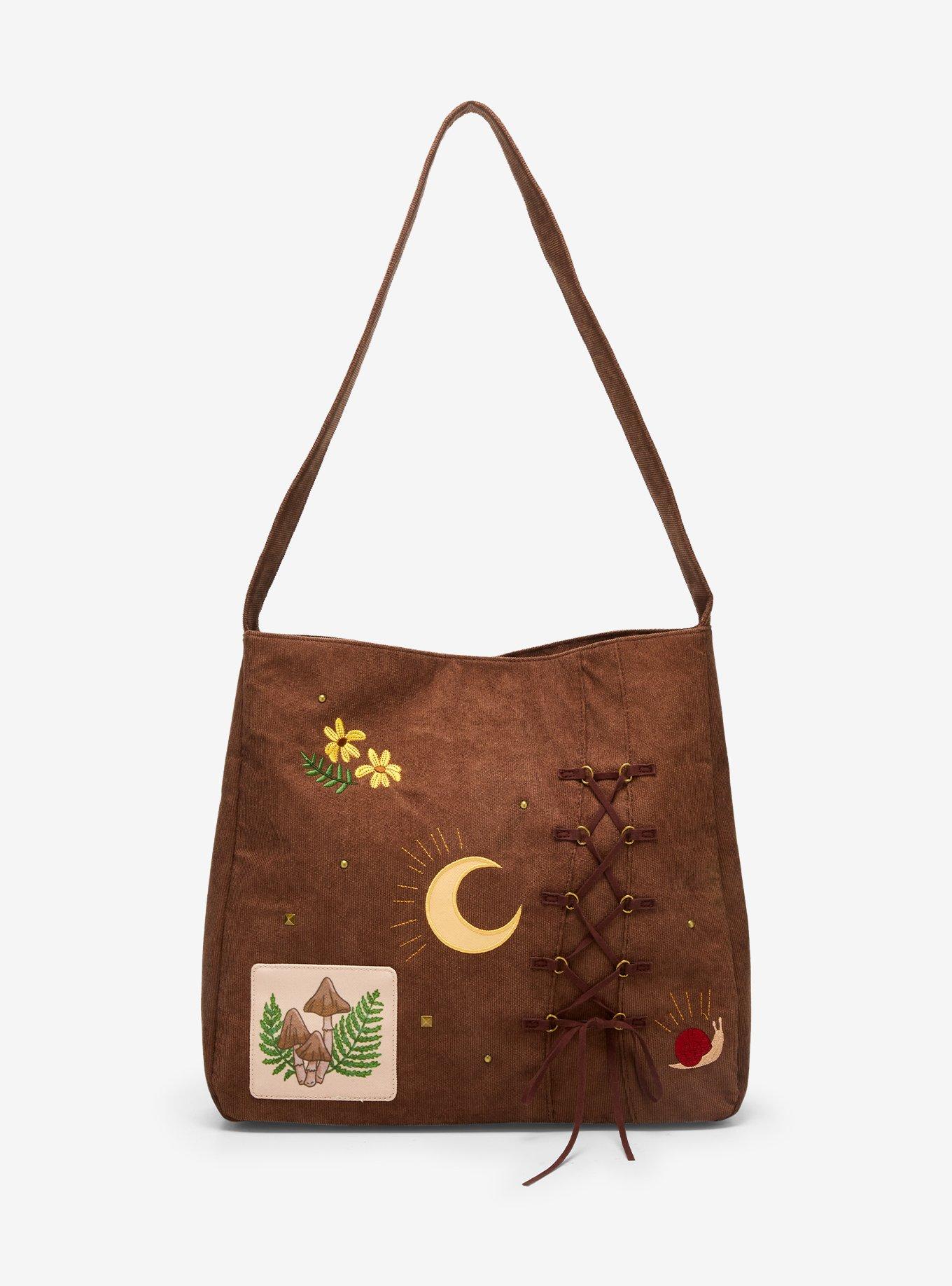 Mushroom Cottagecore Corduroy Messenger Bag, , hi-res