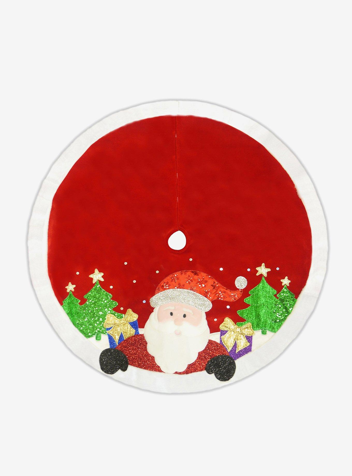 Red and White Applique Santa Tree Skirt, , hi-res