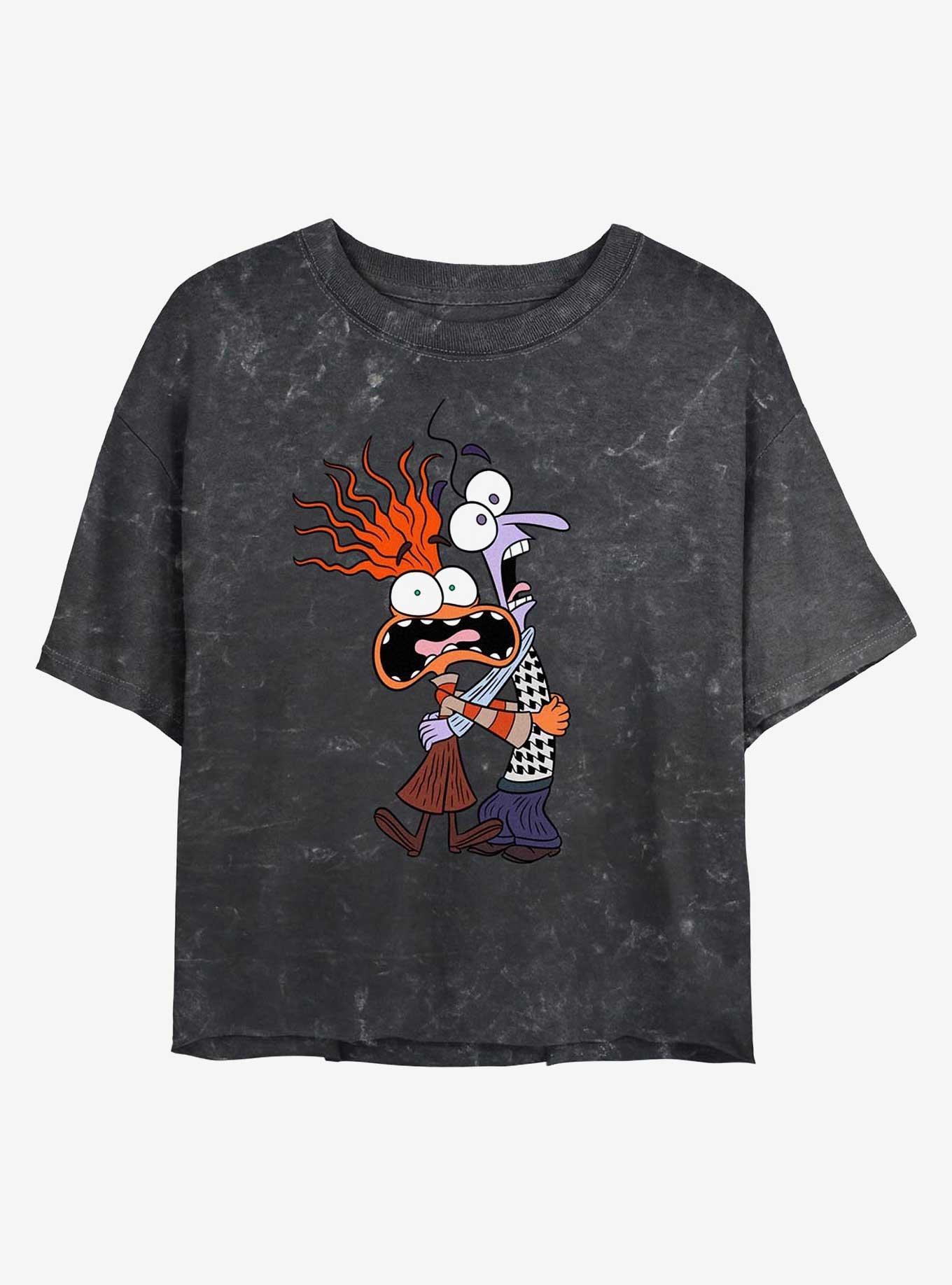 Disney Pixar Inside Out 2 Anxiety And Fear Girls Mineral Wash Crop T-Shirt, , hi-res