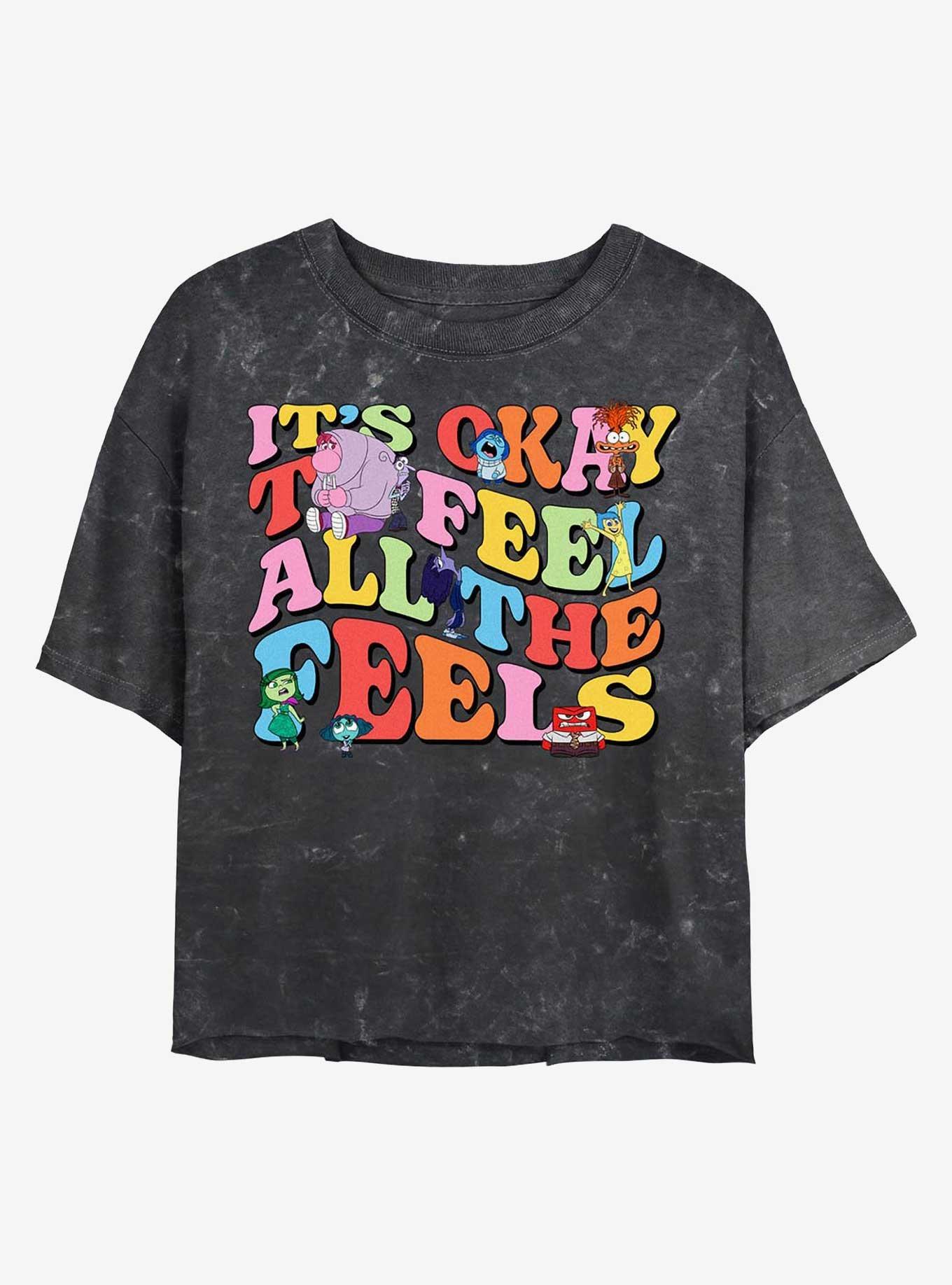 Disney Pixar Inside Out 2 Feel All The Feels Girls Mineral Wash Crop T-Shirt, , hi-res