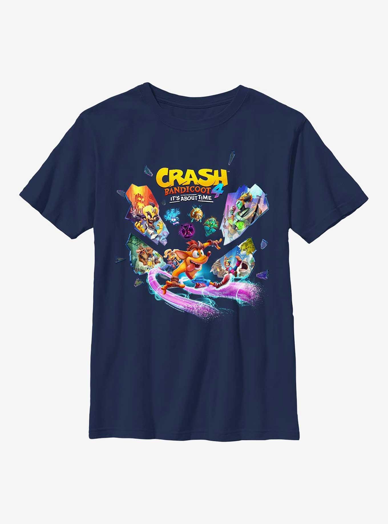 Crash Bandicoot Crash Time Shards Youth T-Shirt, NAVY, hi-res