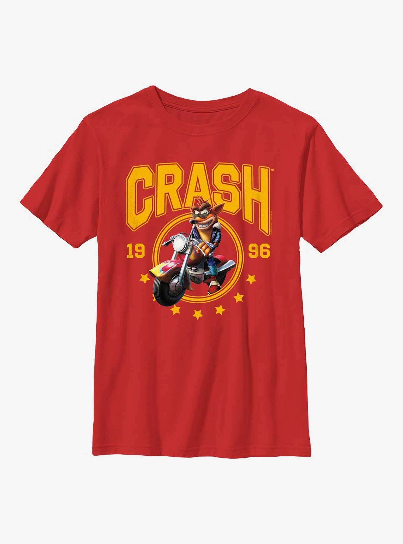 Crash Bandicoot Collegiate Youth T-Shirt, RED, hi-res